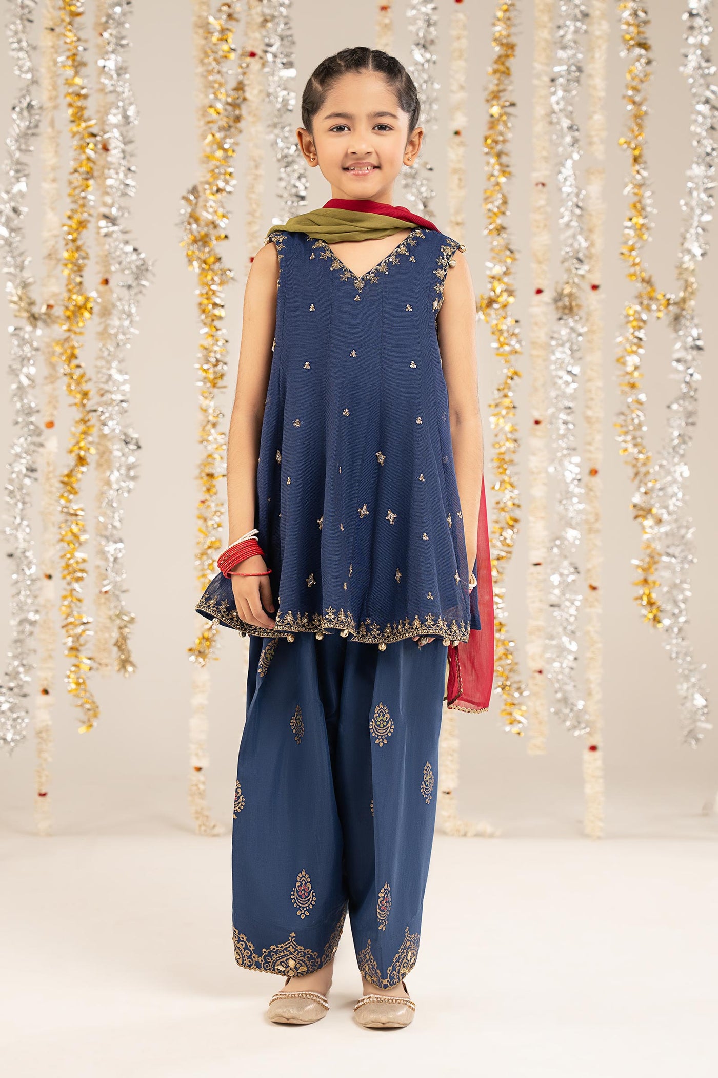 3 Piece Embroidered Cotton Net Suit