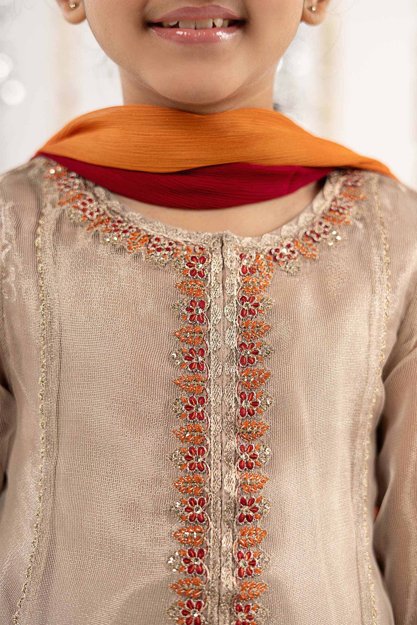 3 Piece Embroidered Zari Net Suit