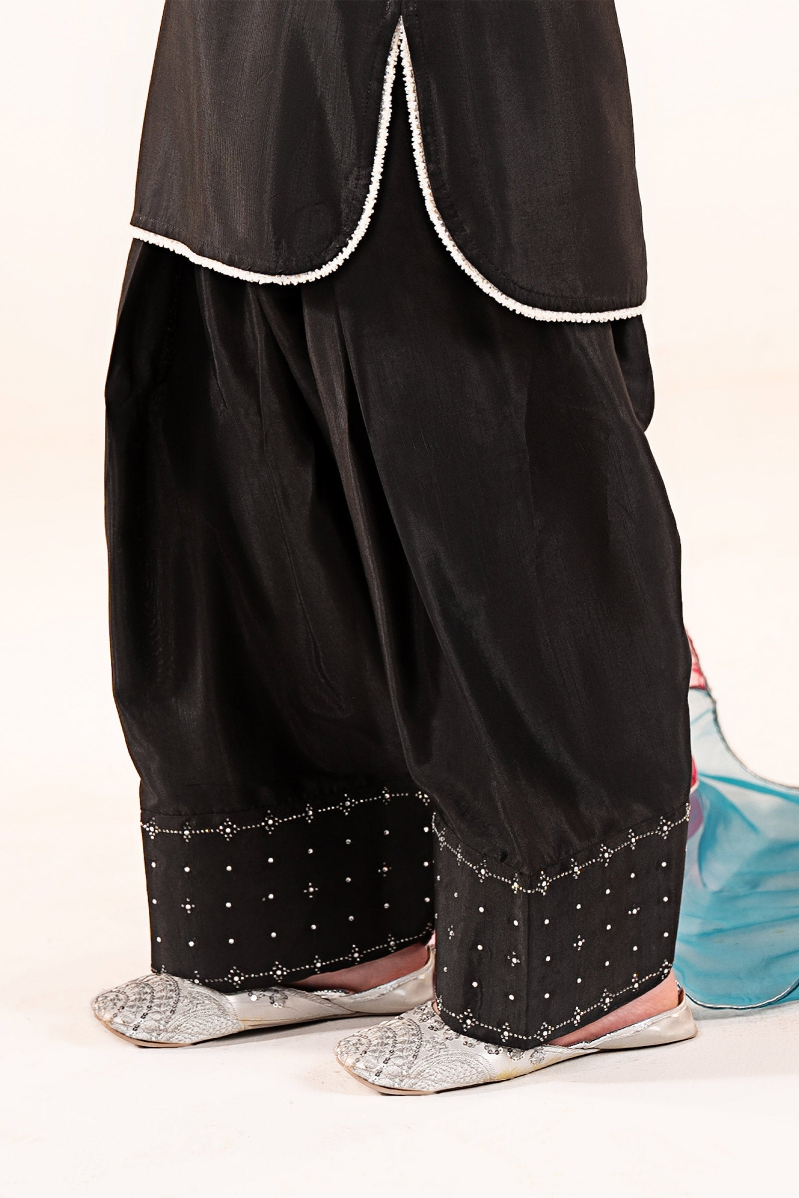 3 Piece Embellished Raw Silk Suit