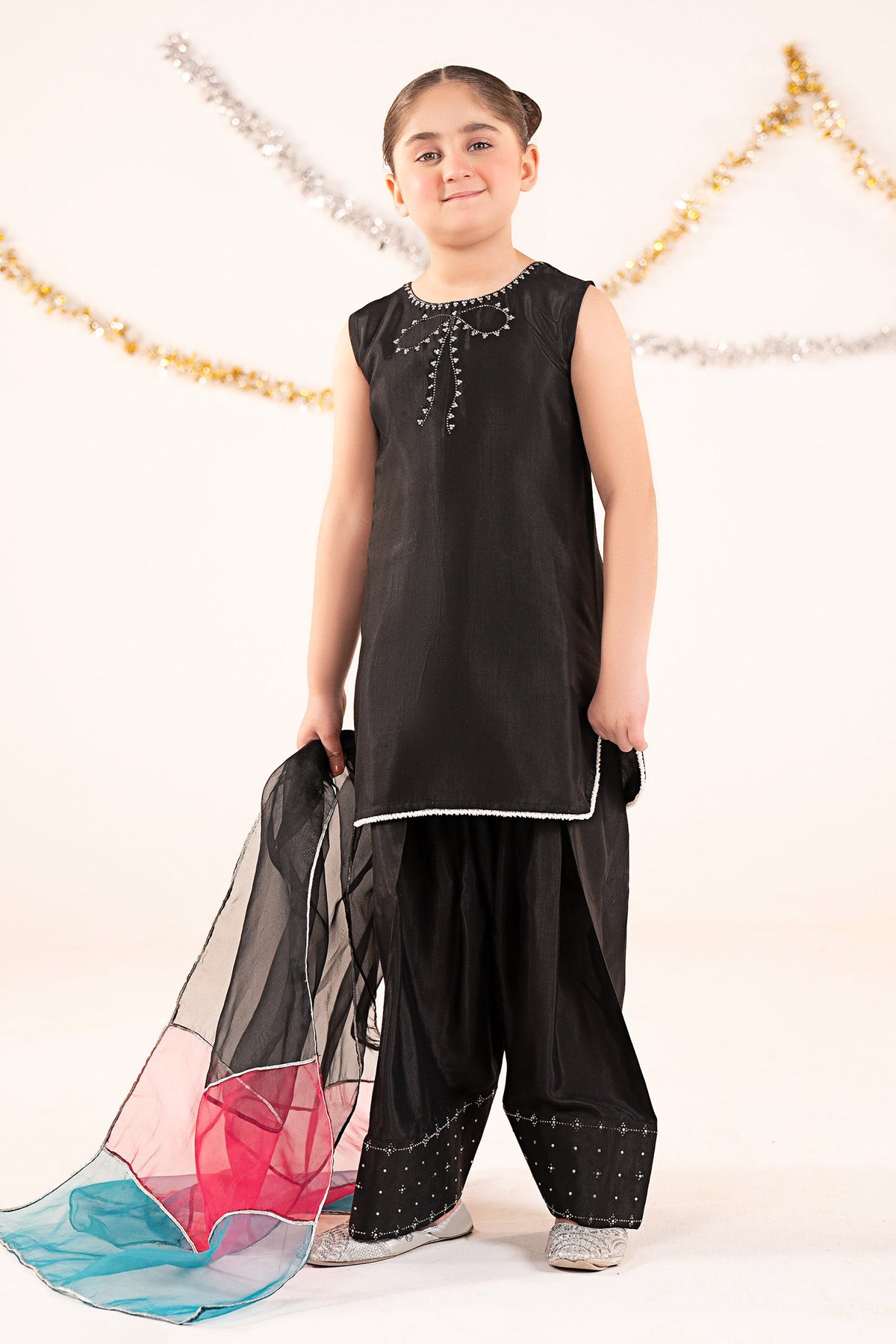3 Piece Embellished Raw Silk Suit