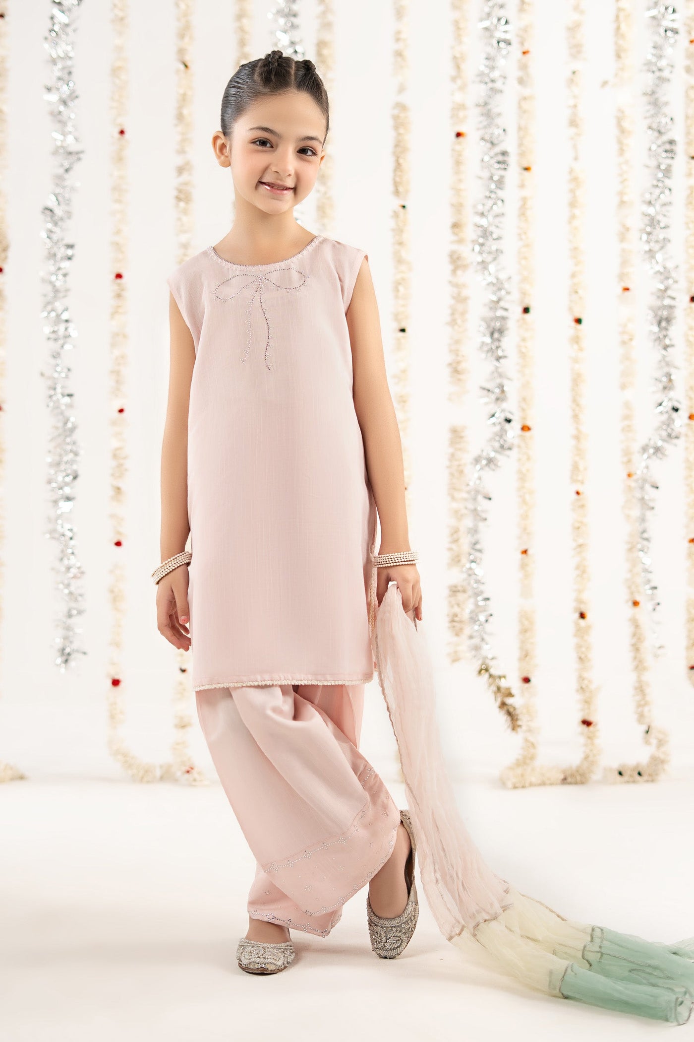 3 Piece Embellished Raw Silk Suit