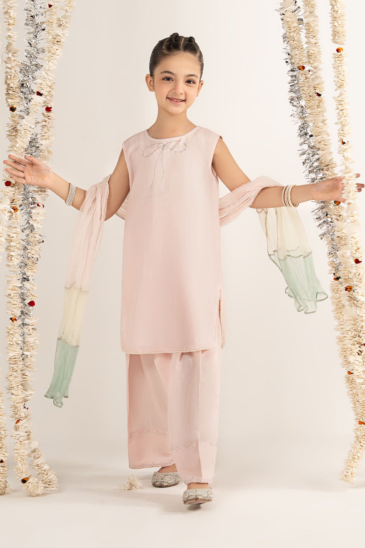 3 Piece Embellished Raw Silk Suit