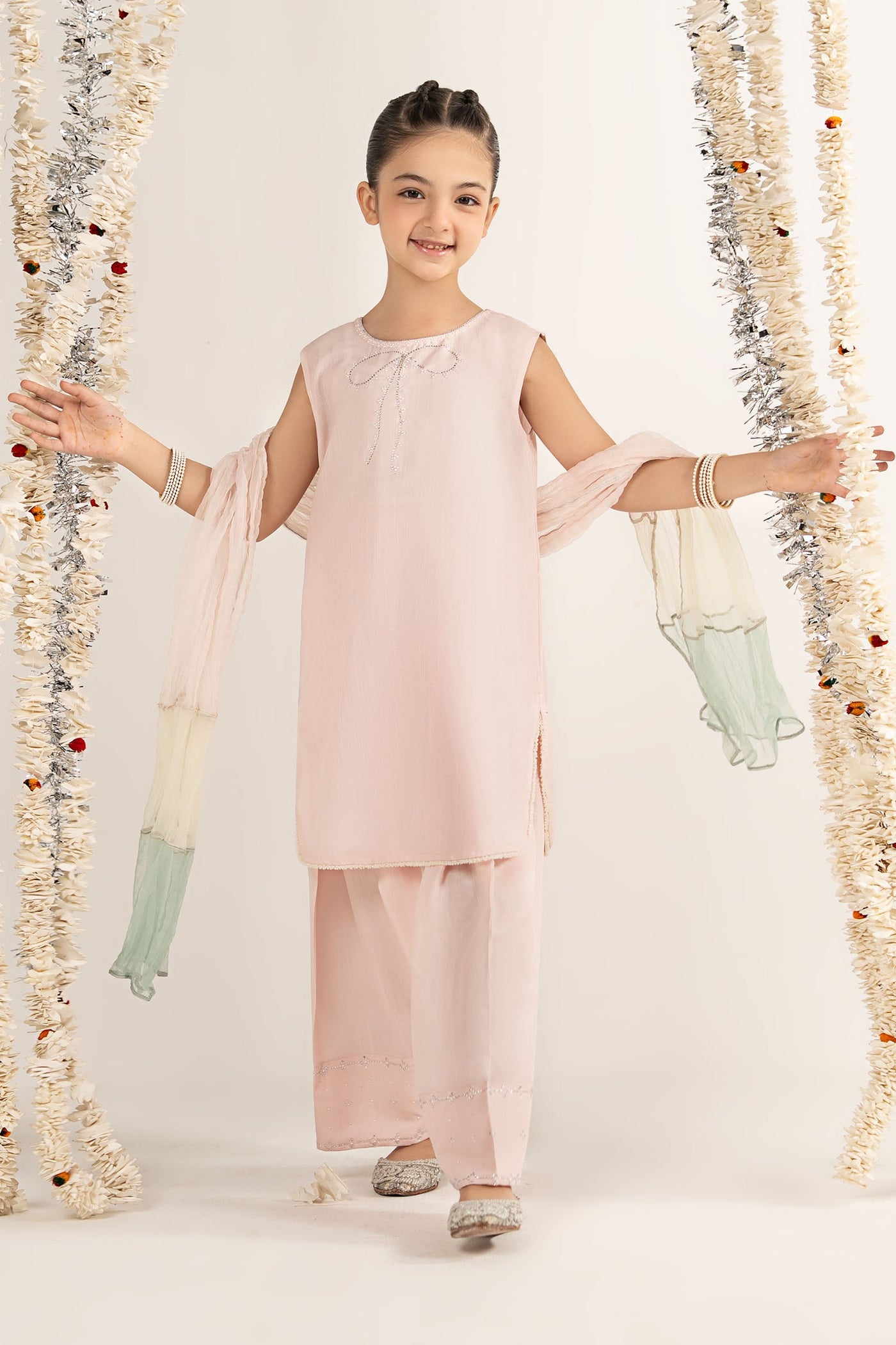 3 Piece Embellished Raw Silk Suit