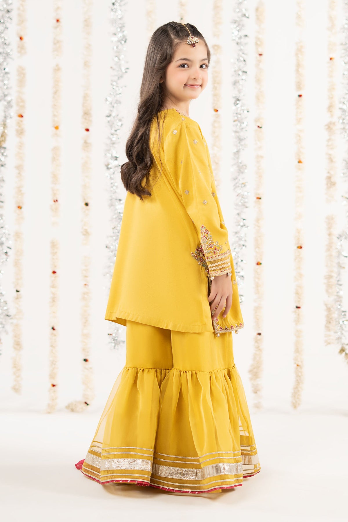 3 Piece Embroidered Raw Silk Suit