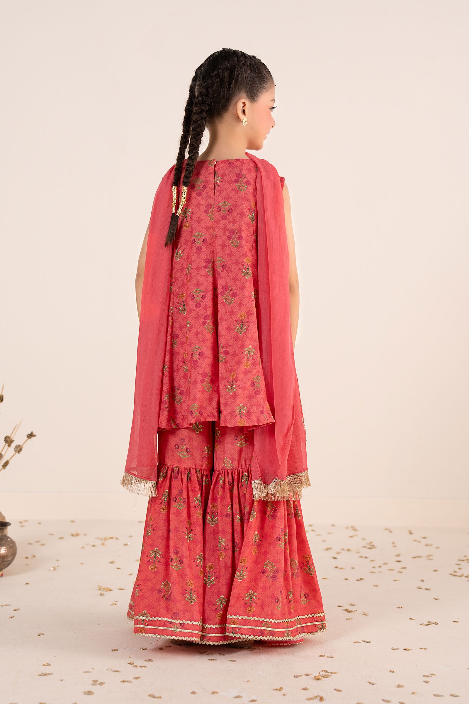 3 Piece Embroidered Raw Silk Suit