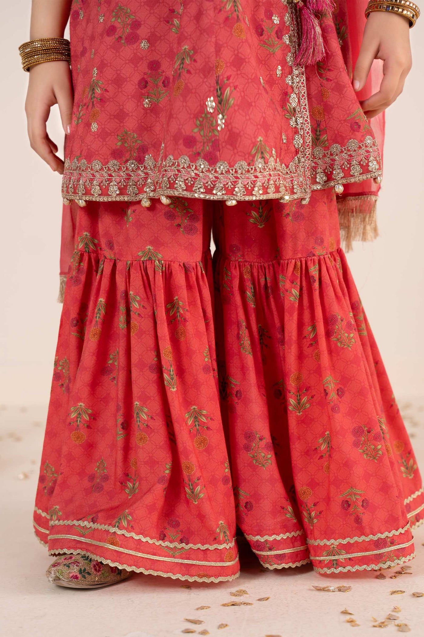 3 Piece Embroidered Raw Silk Suit