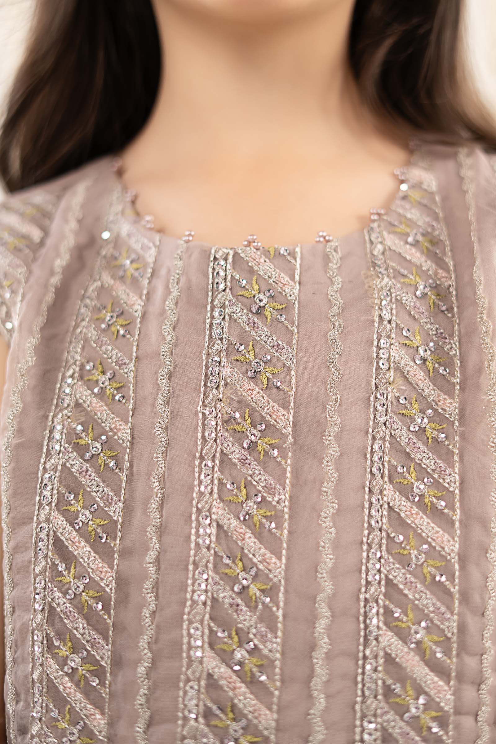 3 Piece Embroidered Organza Suit