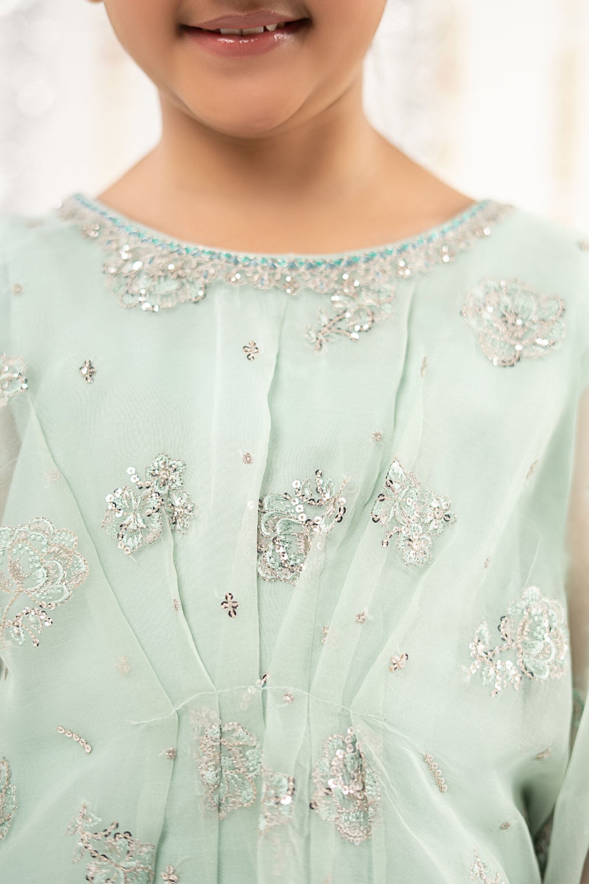 2 Piece Embroidered Organza Suit