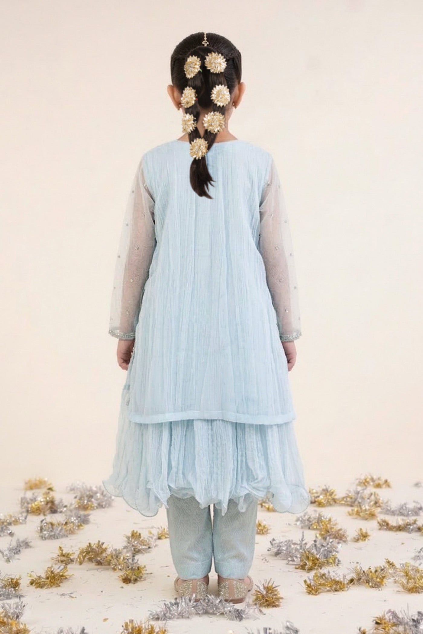 2 Piece Embroidered Organza Suit