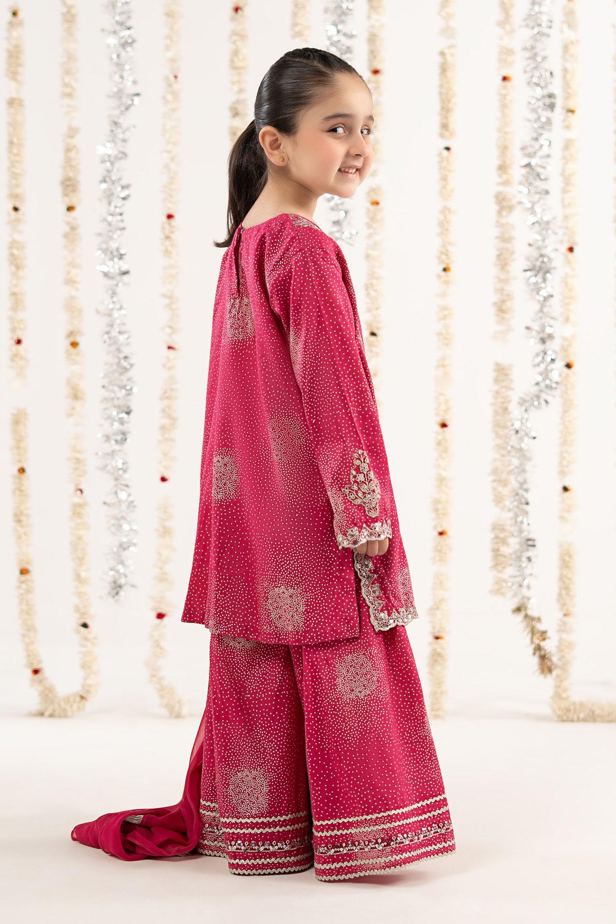 3 Piece Embroidered Raw Silk Suit