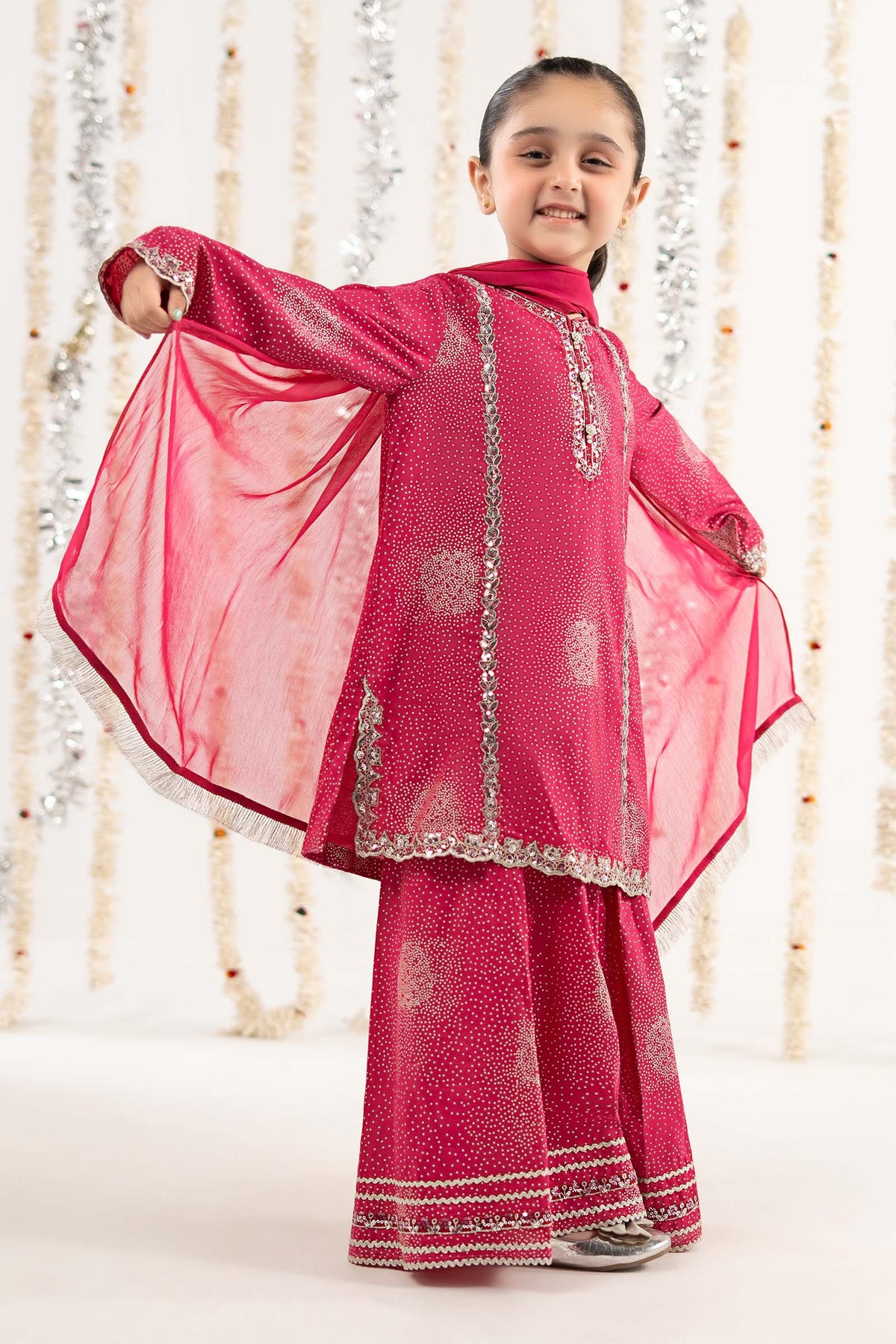 3 Piece Embroidered Raw Silk Suit