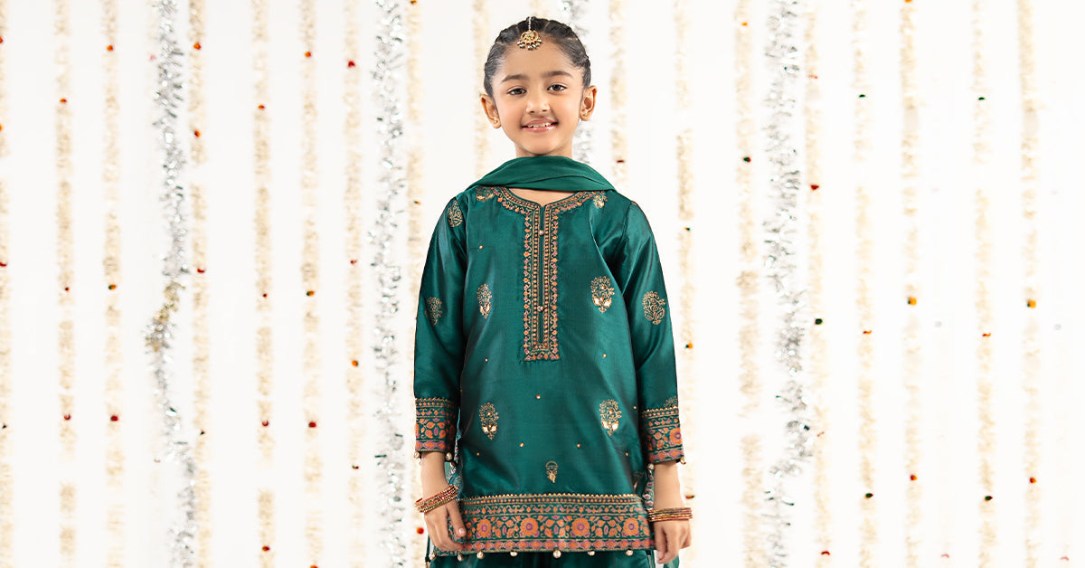 3 Piece Printed Two Tone Silk Suit