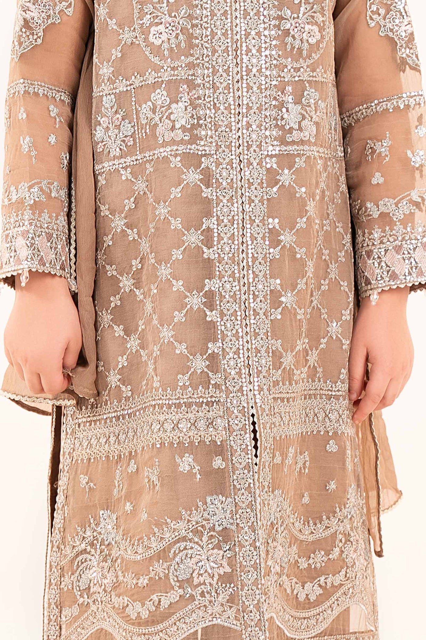 3 Piece Embroidered Organza Suit