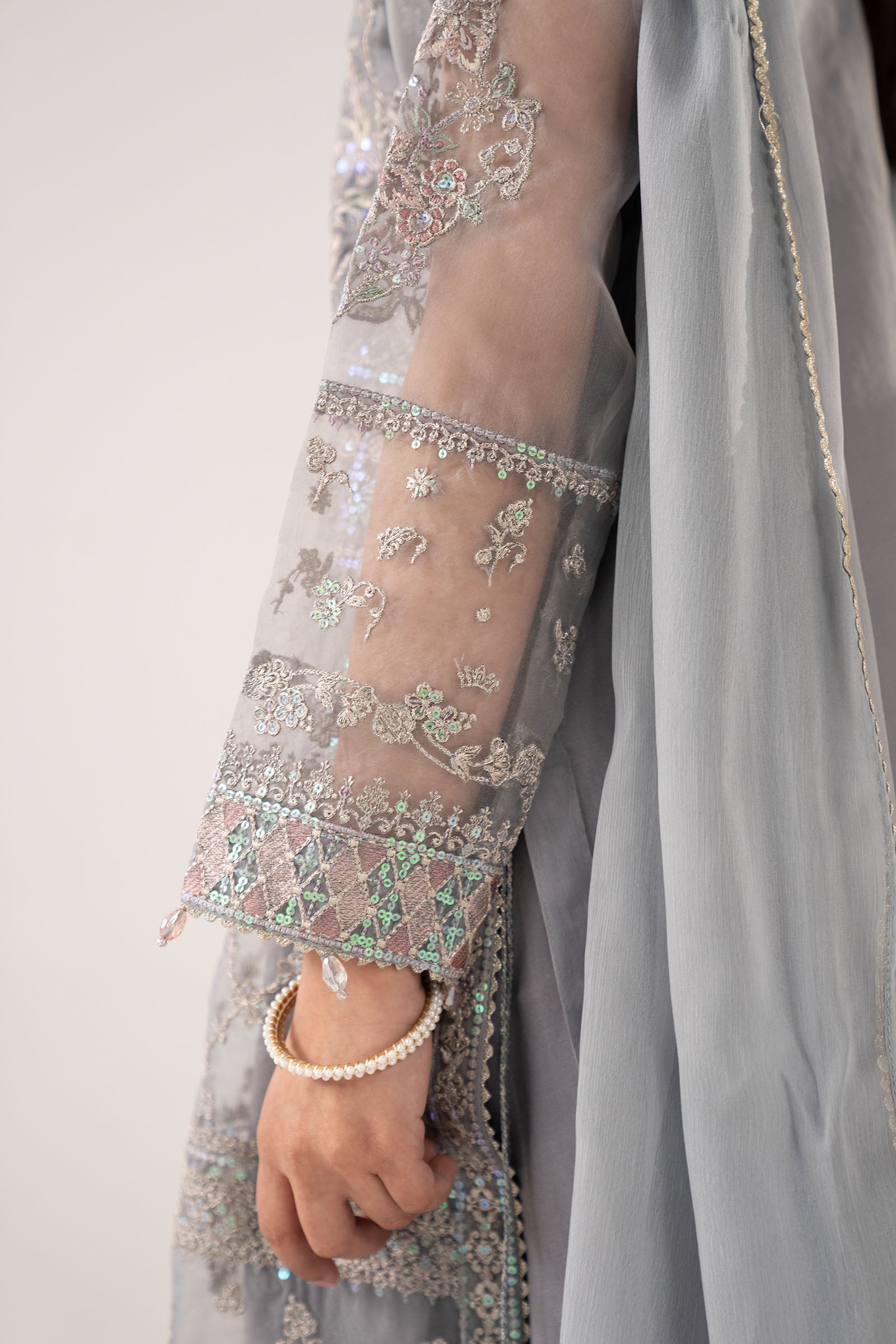 3 Piece Embroidered Organza Suit