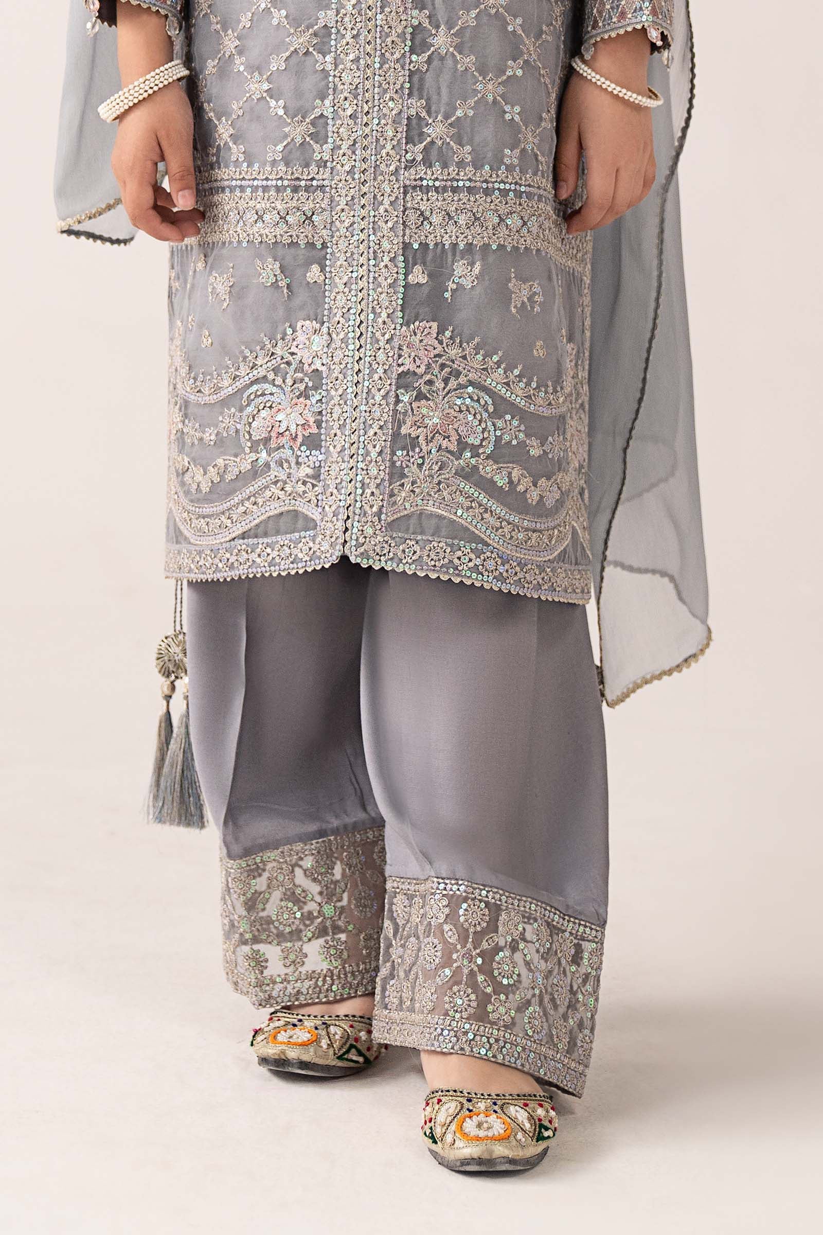 3 Piece Embroidered Organza Suit