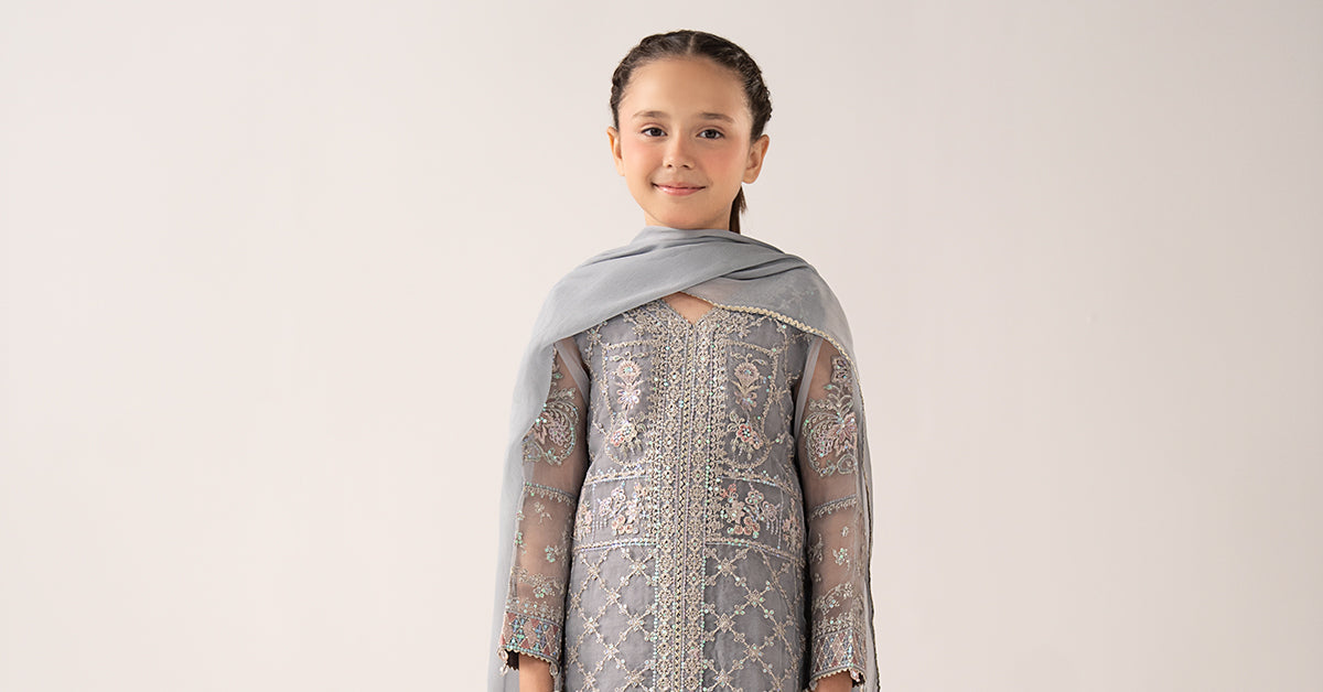 3 Piece Embroidered Organza Suit