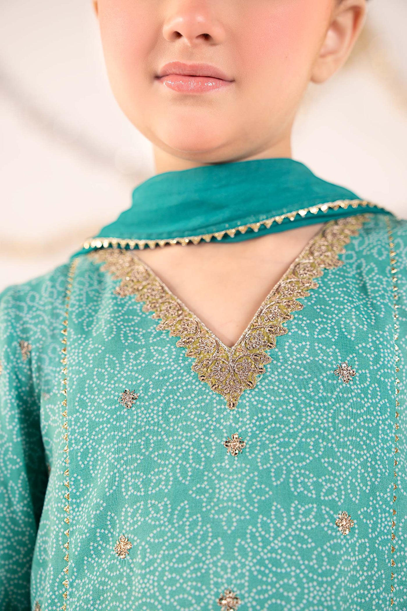 3 Piece Embroidered Raw Silk Suit