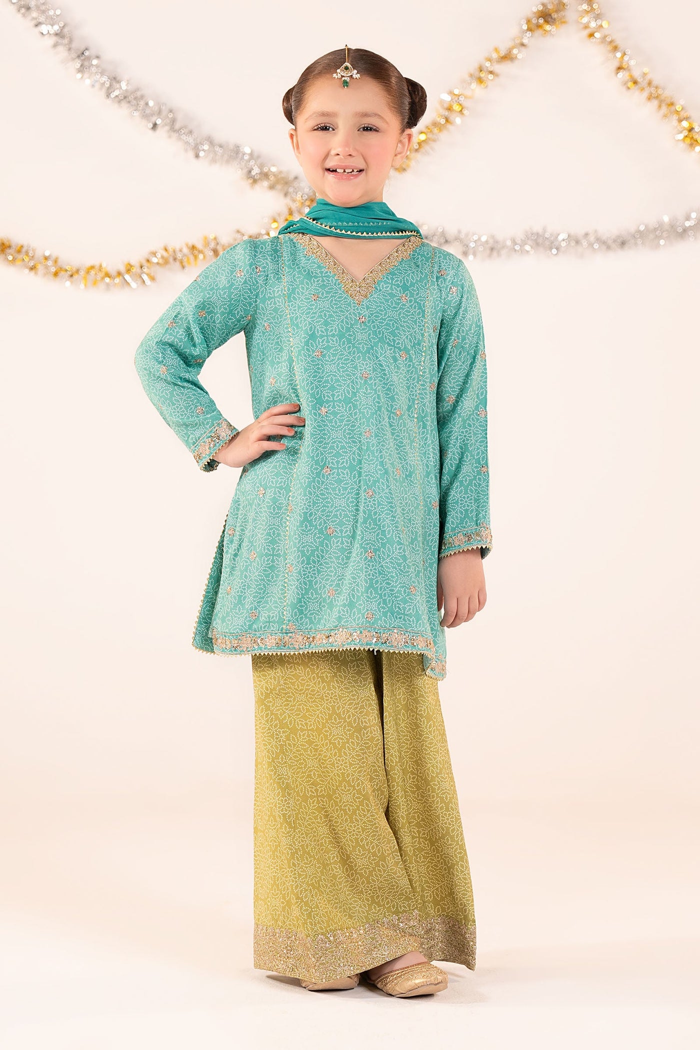 3 Piece Embroidered Raw Silk Suit