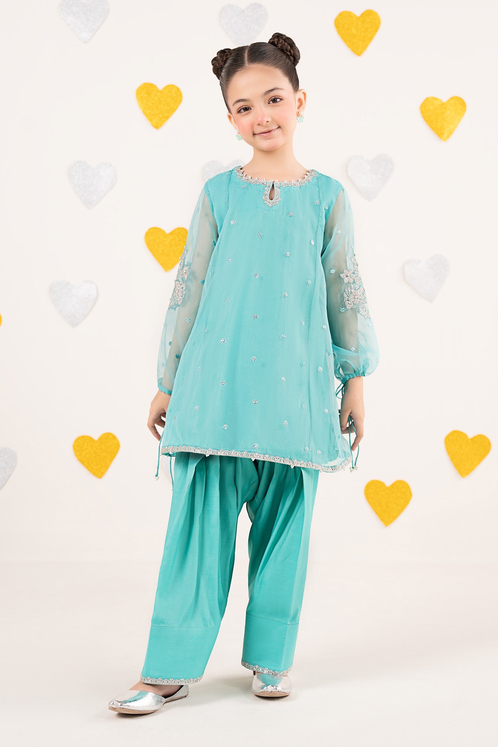 2 Piece Embroidered Organza Suit