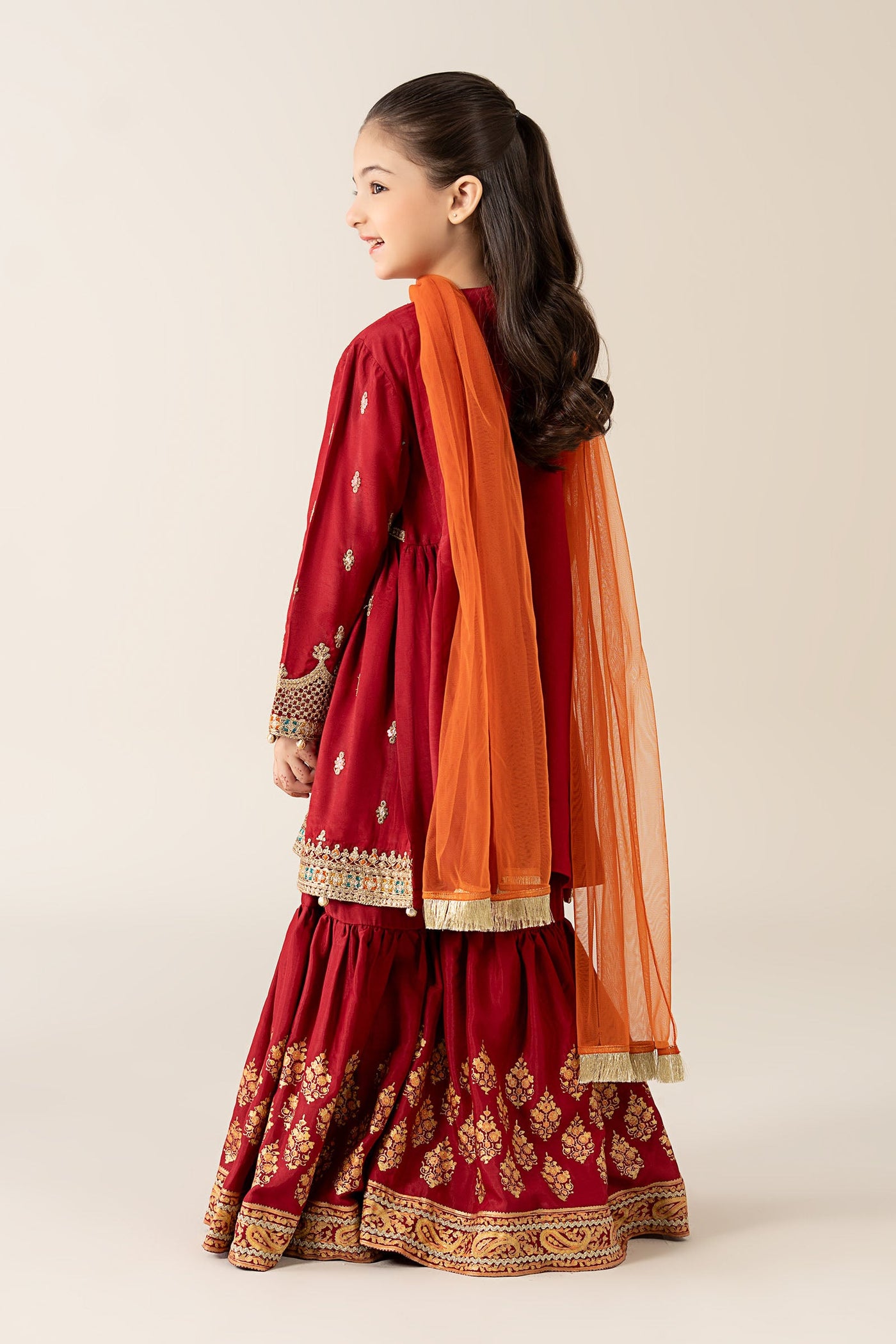 3 Piece Embroidered Pk Raw Silk Suit