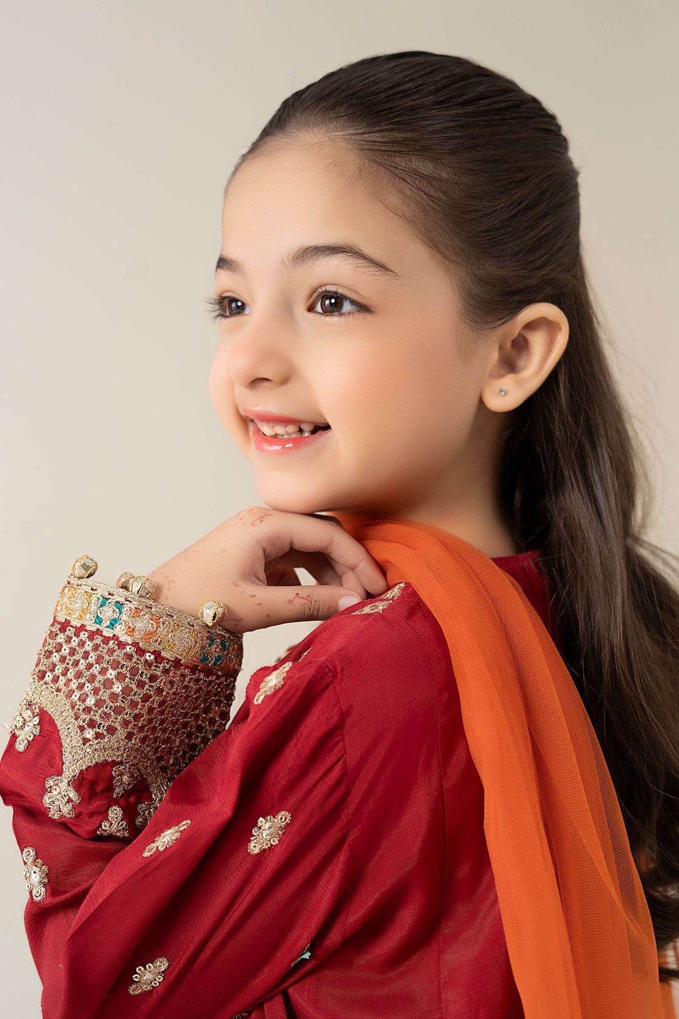 3 Piece Embroidered Pk Raw Silk Suit