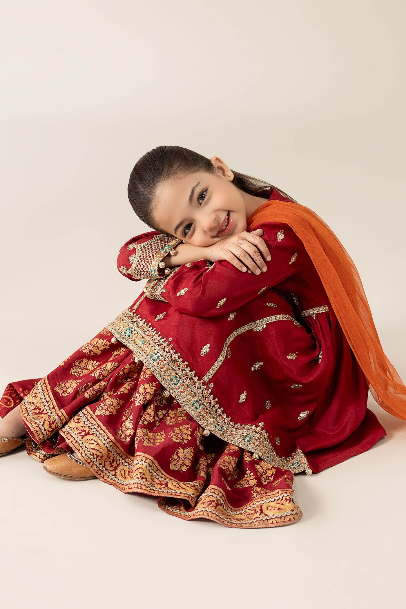 3 Piece Embroidered Pk Raw Silk Suit