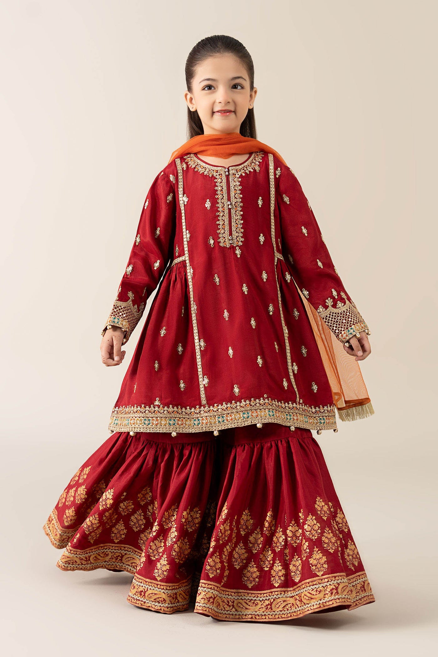 3 Piece Embroidered Pk Raw Silk Suit
