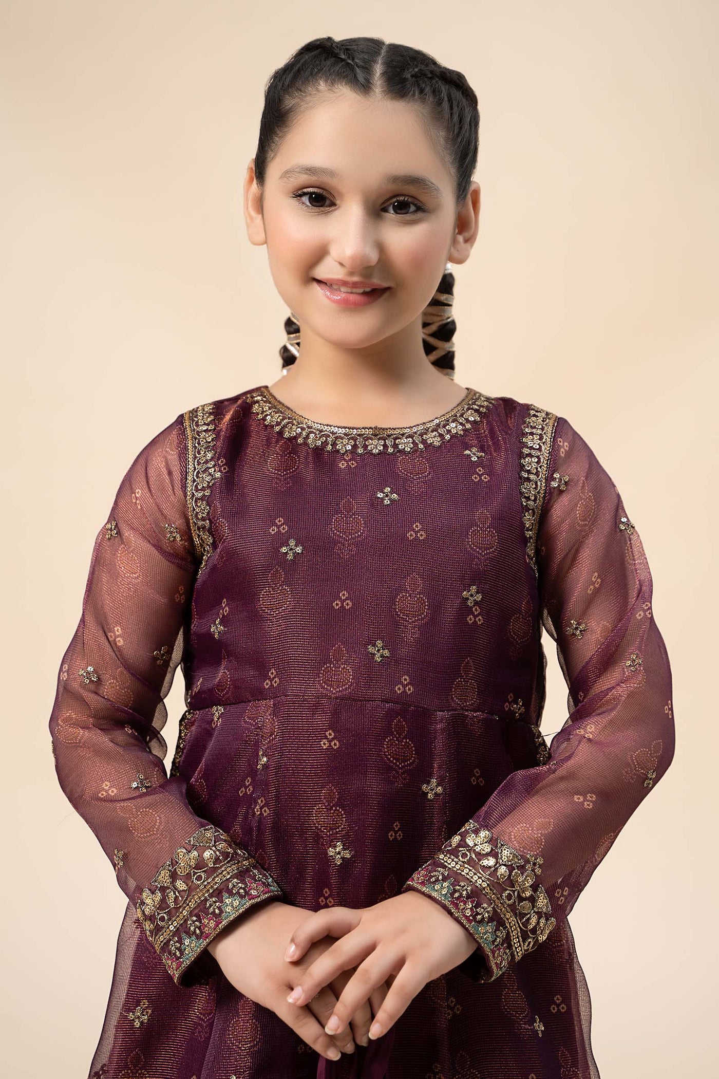 Plain chiffon dupatta with trimming