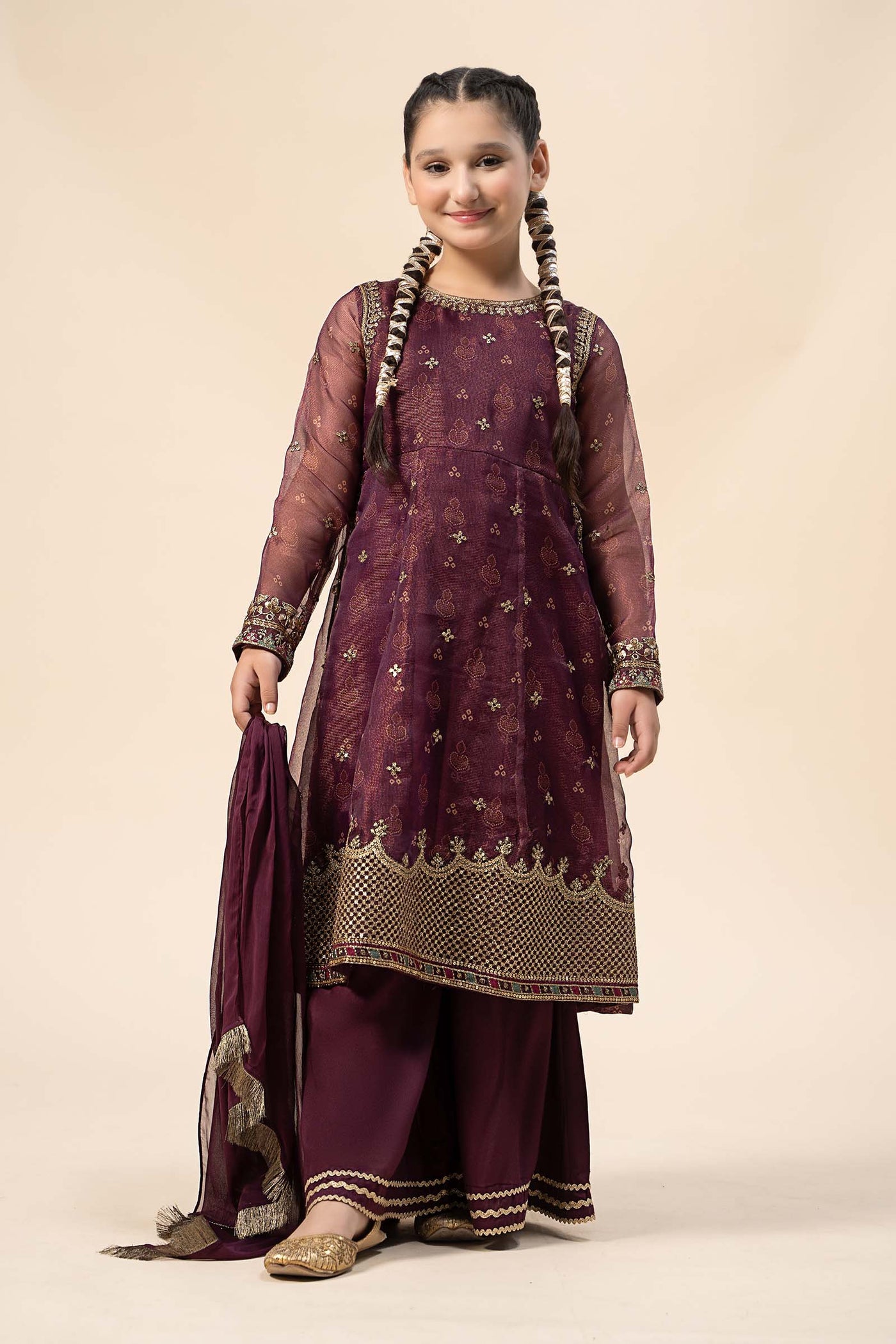 Plain chiffon dupatta with trimming