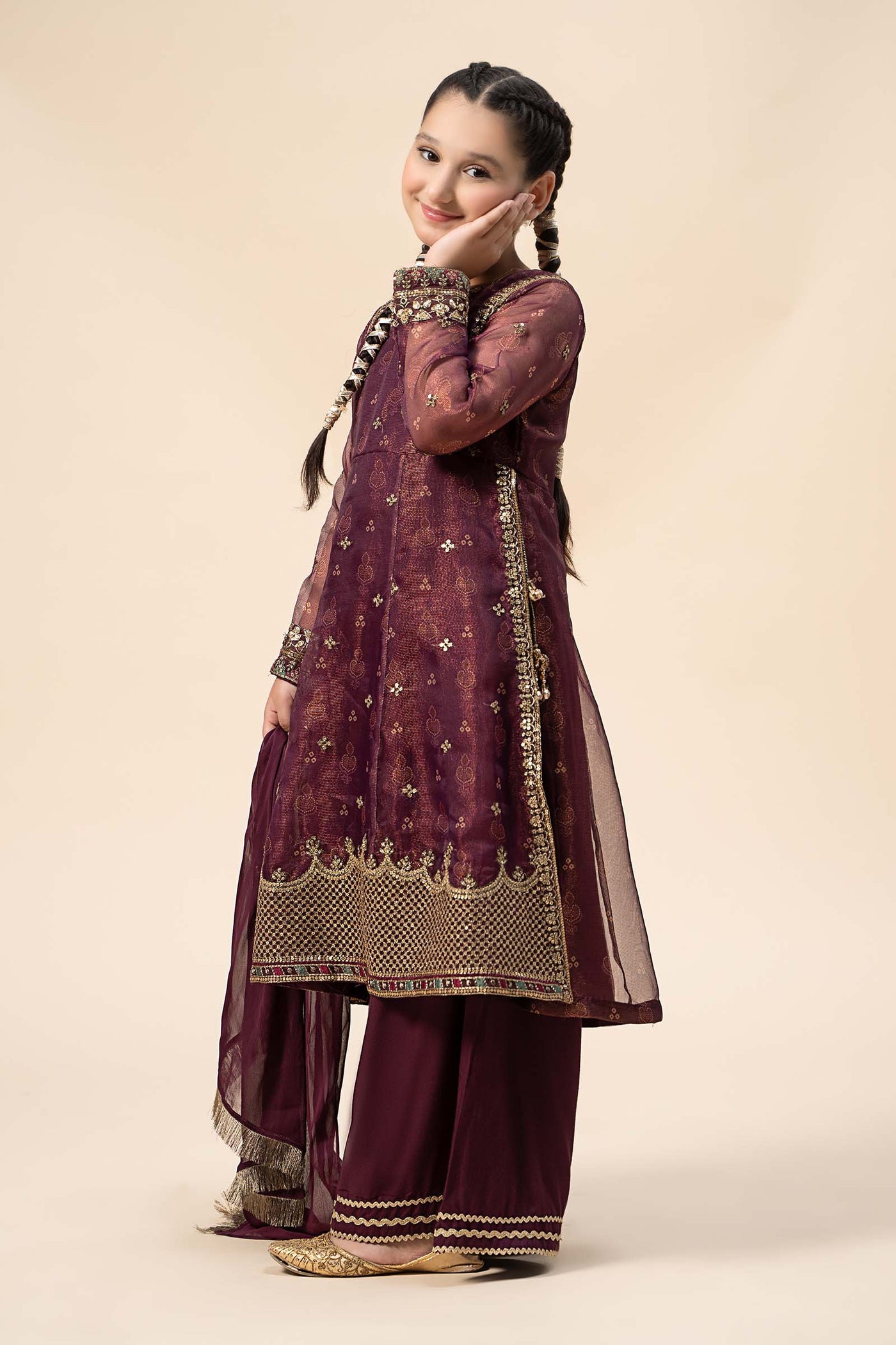 Plain chiffon dupatta with trimming