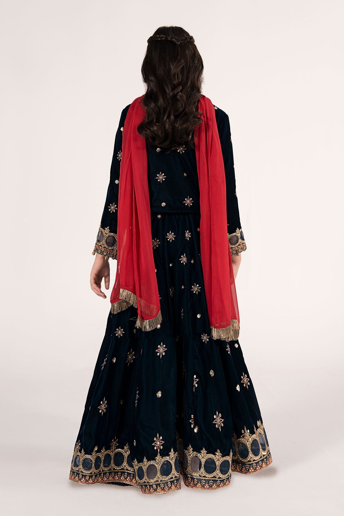 3 Piece Embroidered Velvet Suit