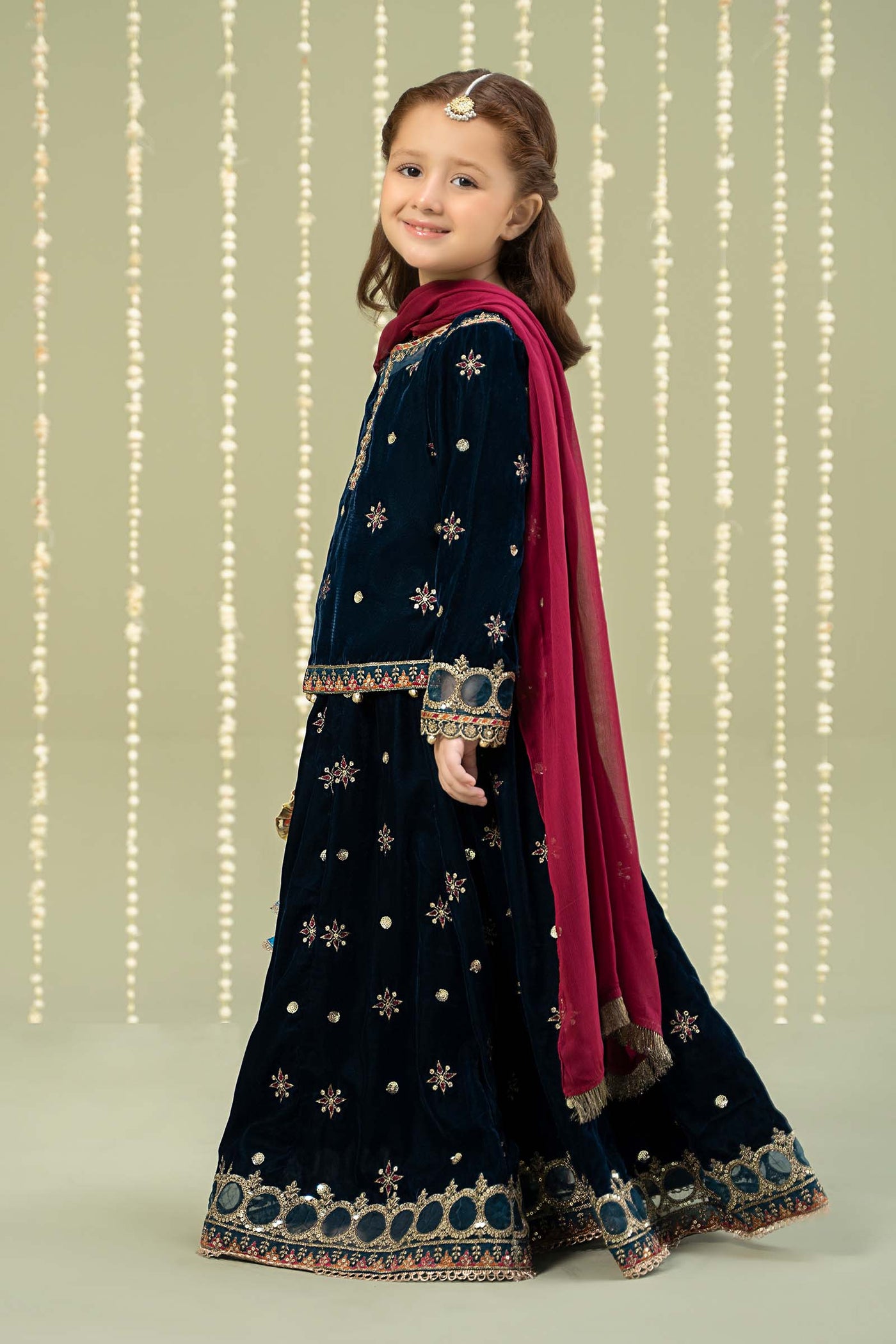 3 Piece Embroidered Velvet Suit