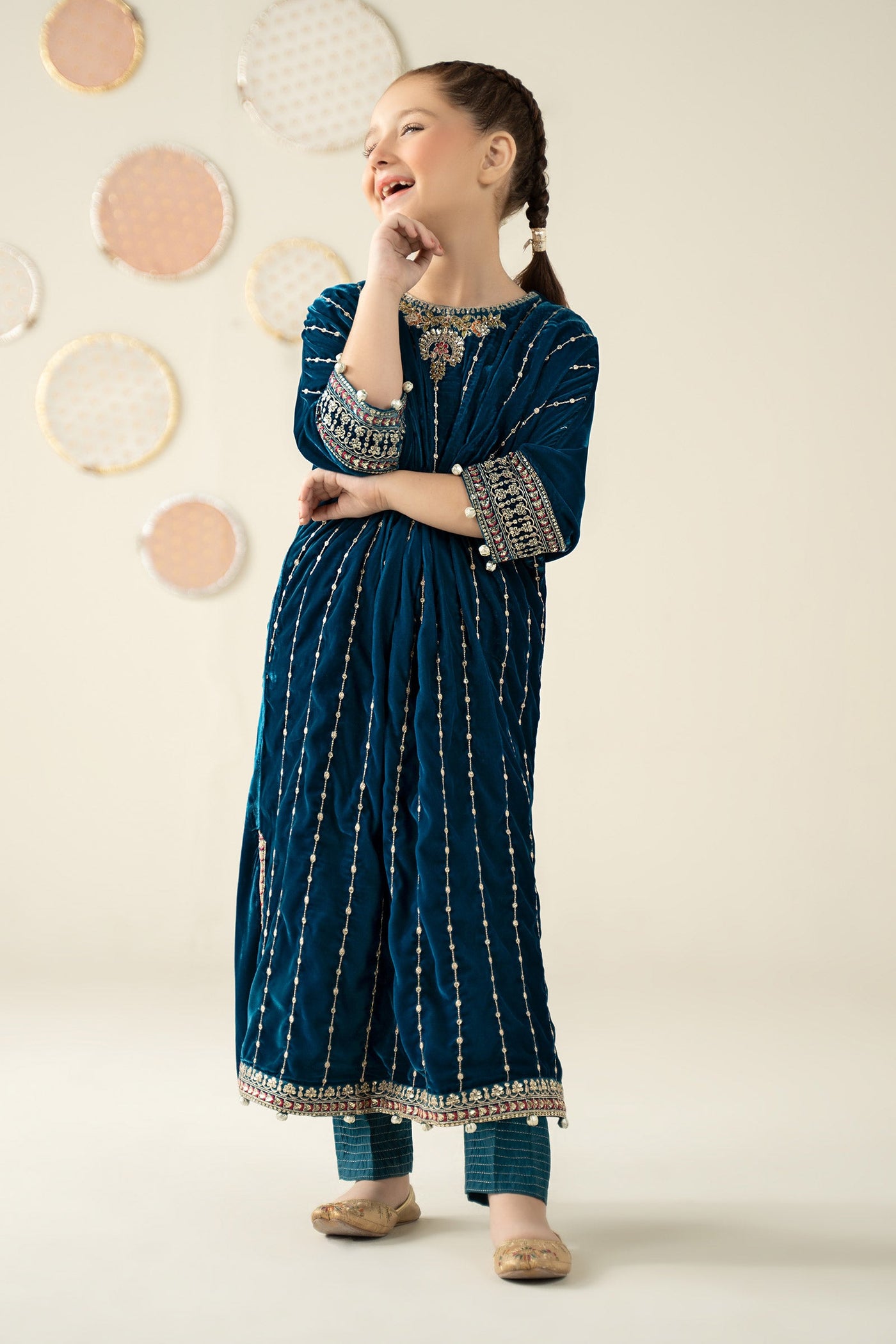2 Piece Embroidered Velvet Suit
