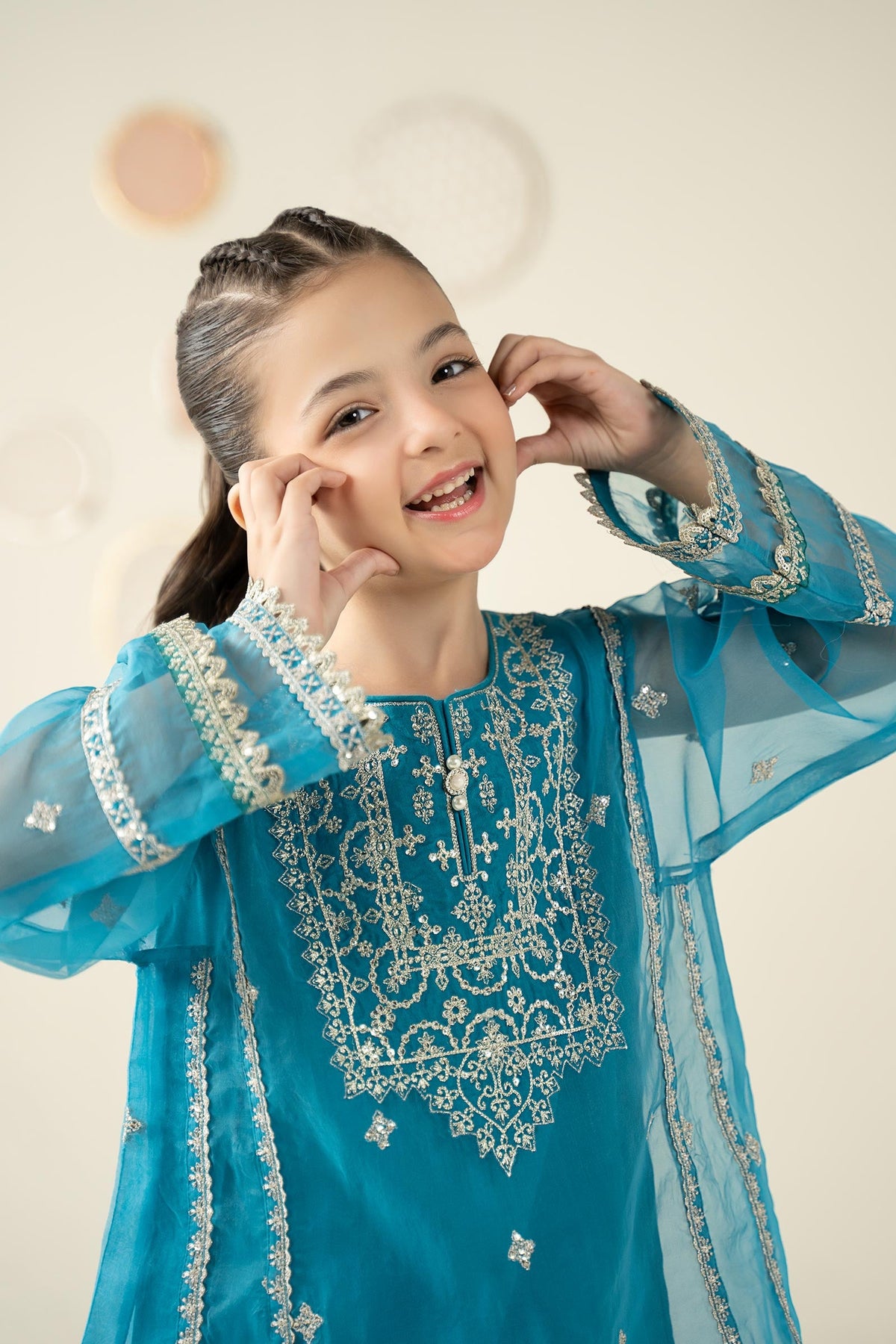 2 Piece Embroidered Organza Suit
