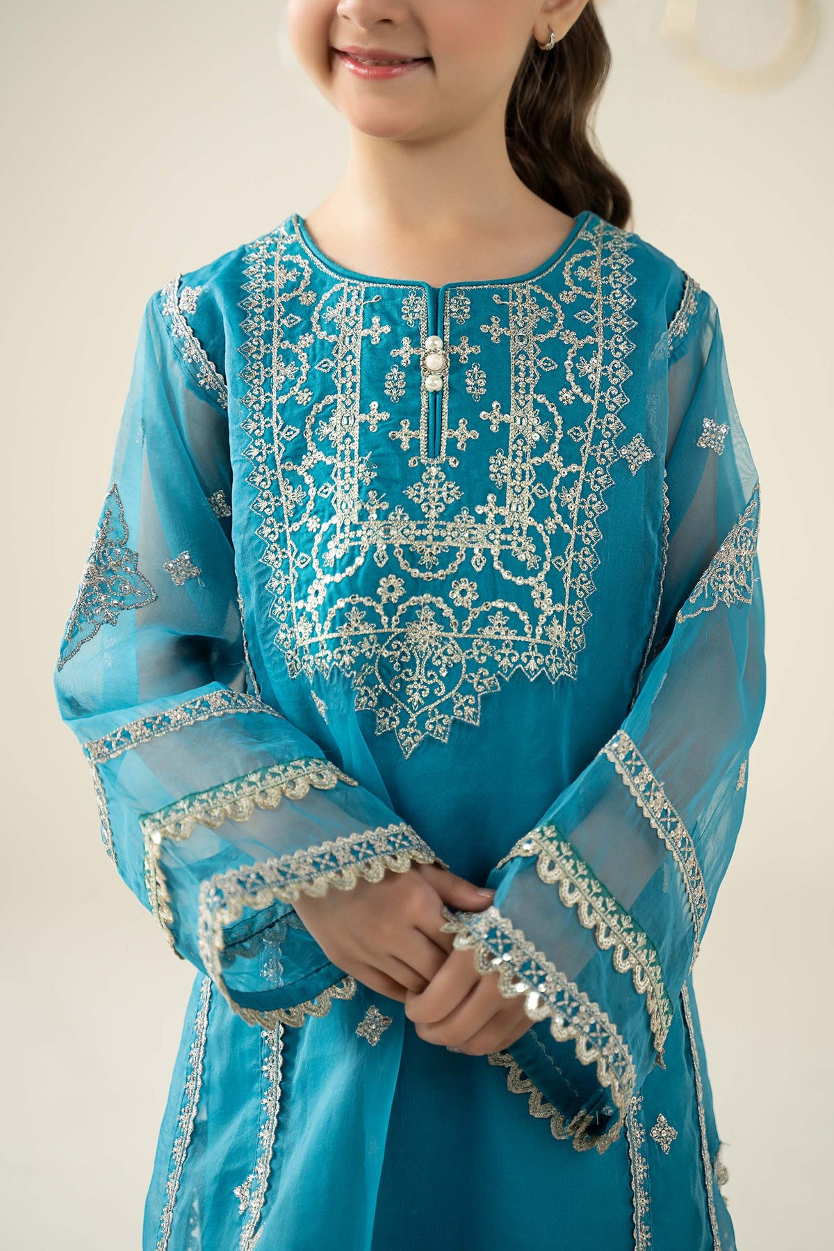 2 Piece Embroidered Organza Suit