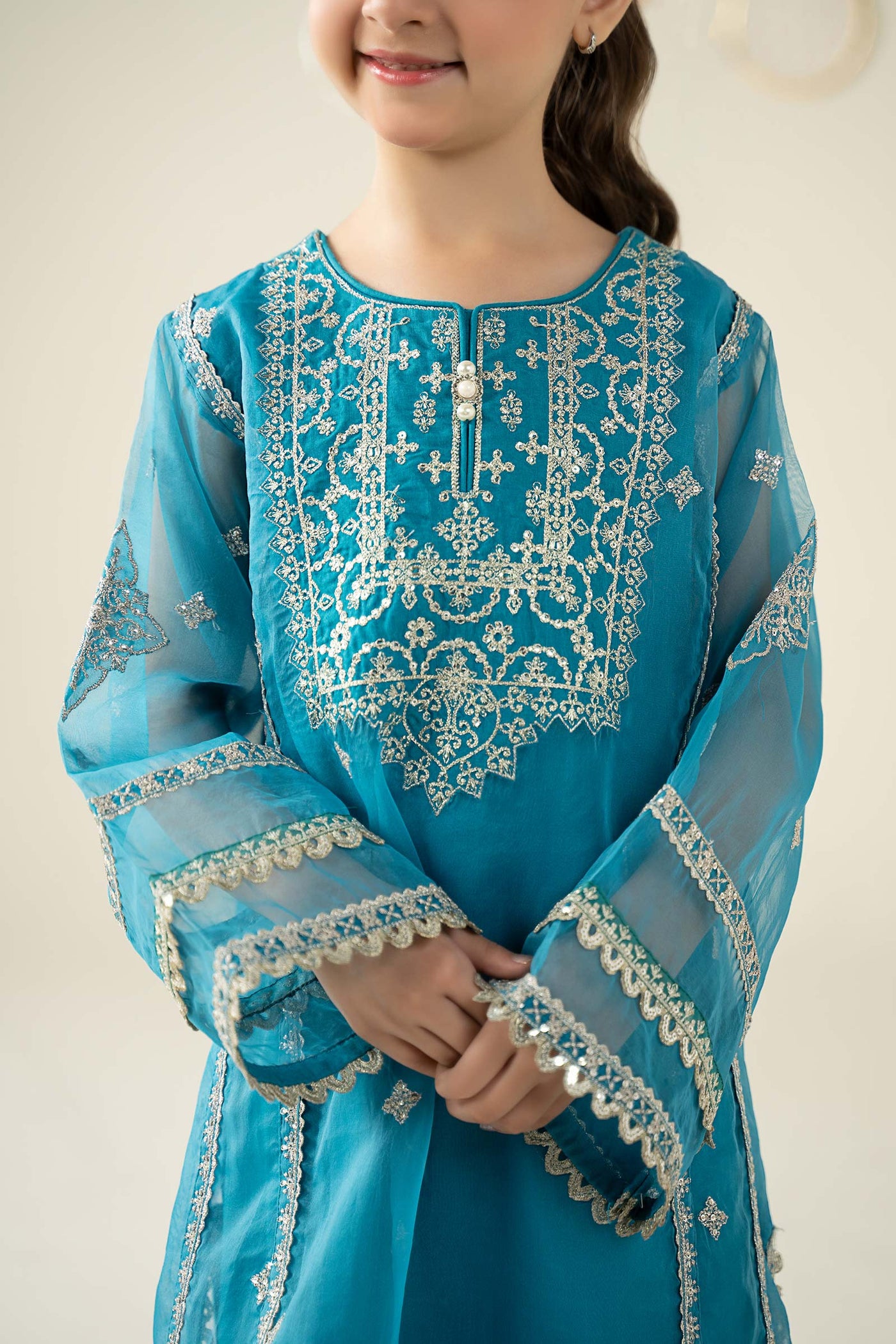 2 Piece Embroidered Organza Suit