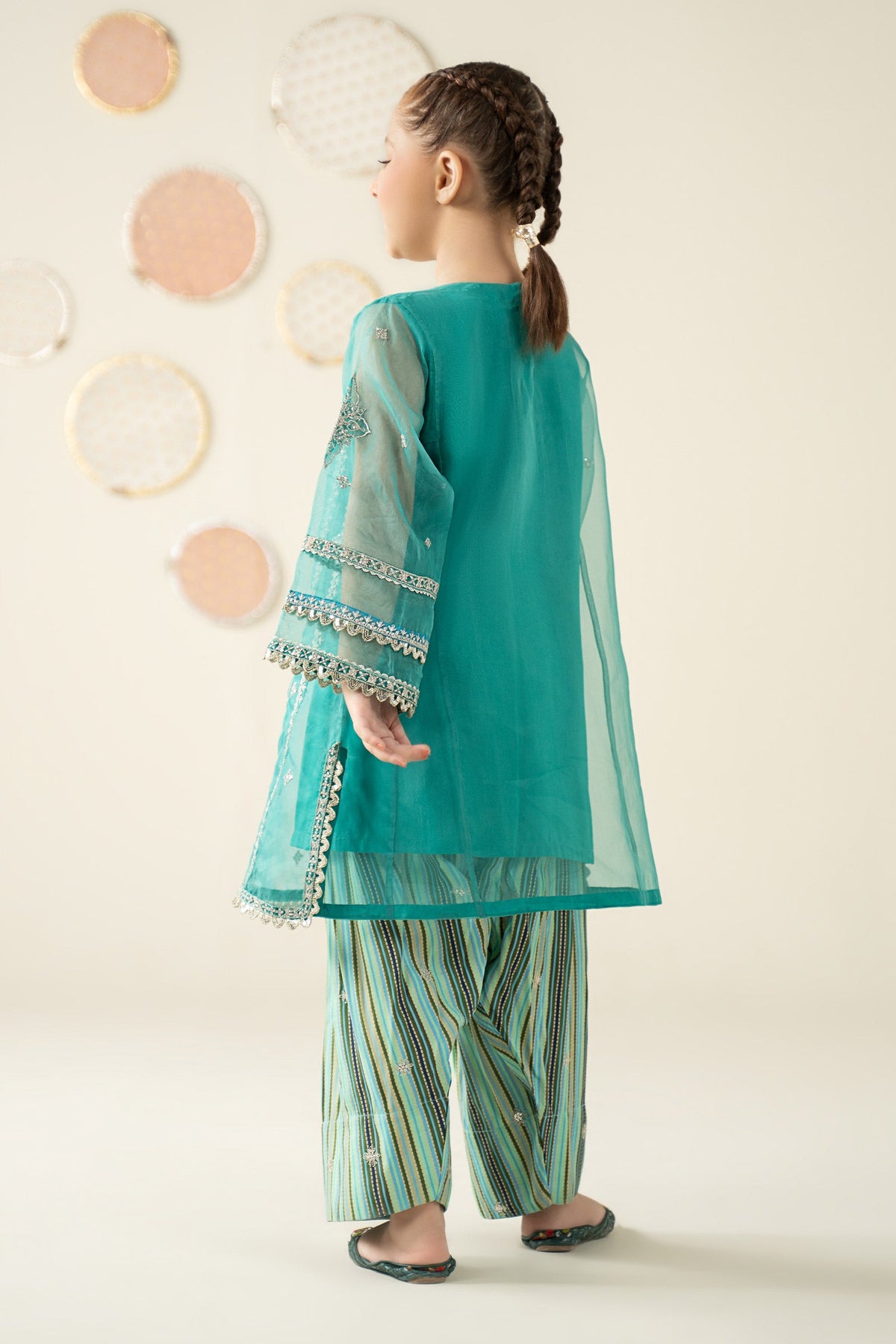 2 Piece Embroidered Organza Suit