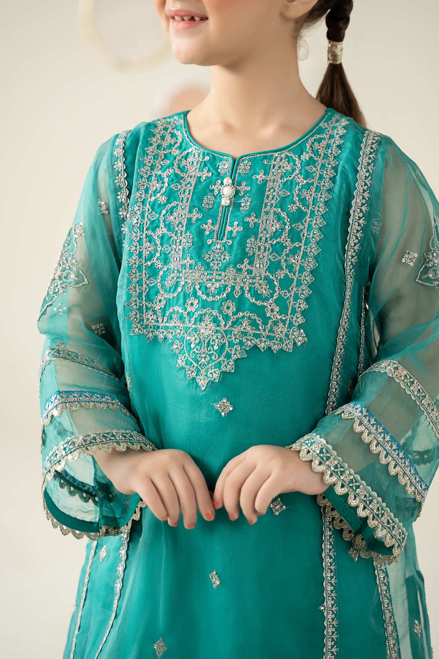 2 Piece Embroidered Organza Suit