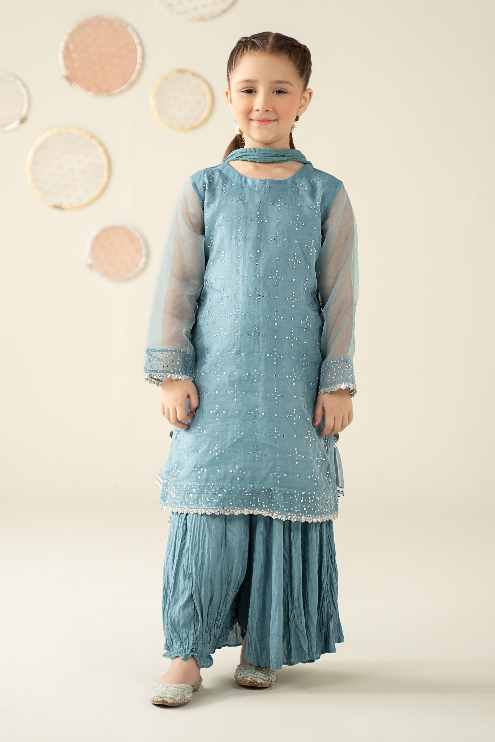 3 Piece Embellished Organza Suit