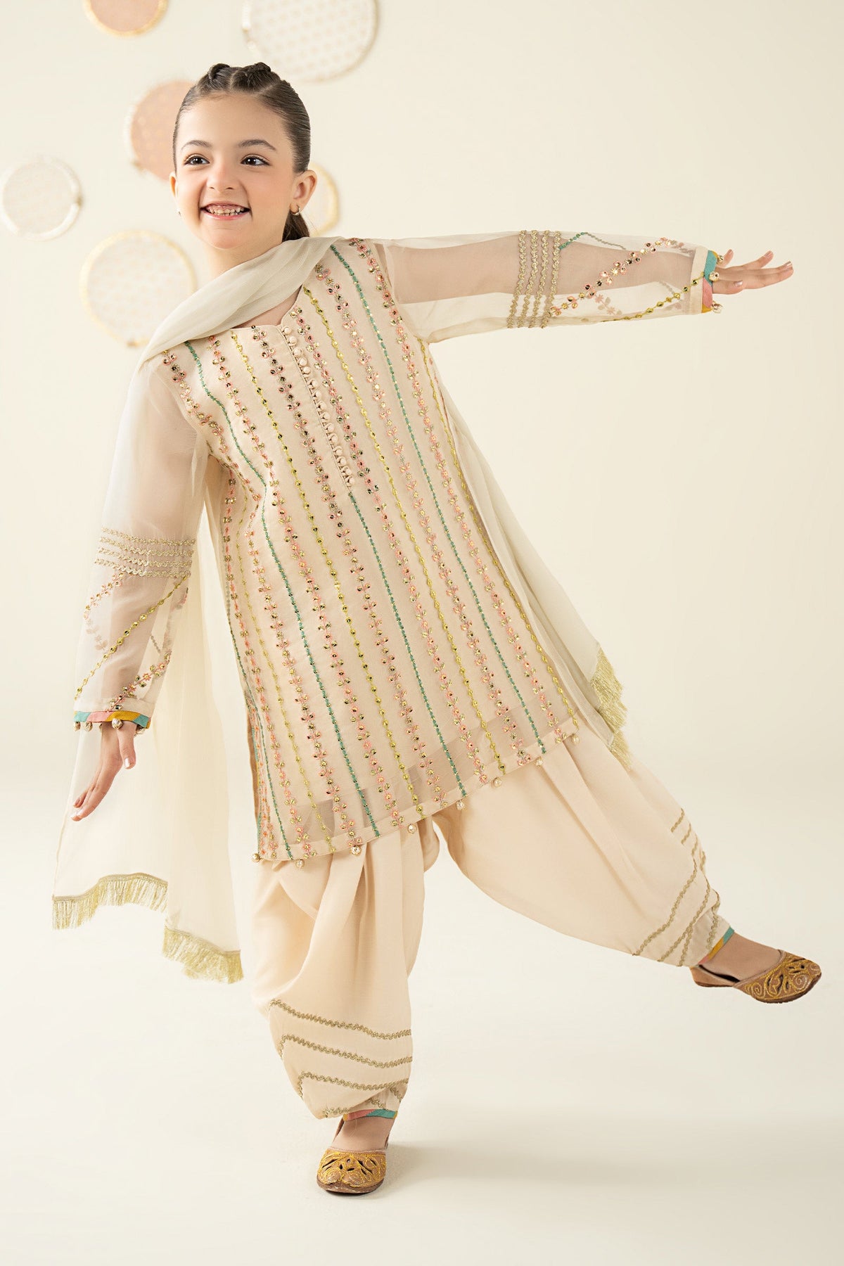 3 Piece Embroidered Organza Suit