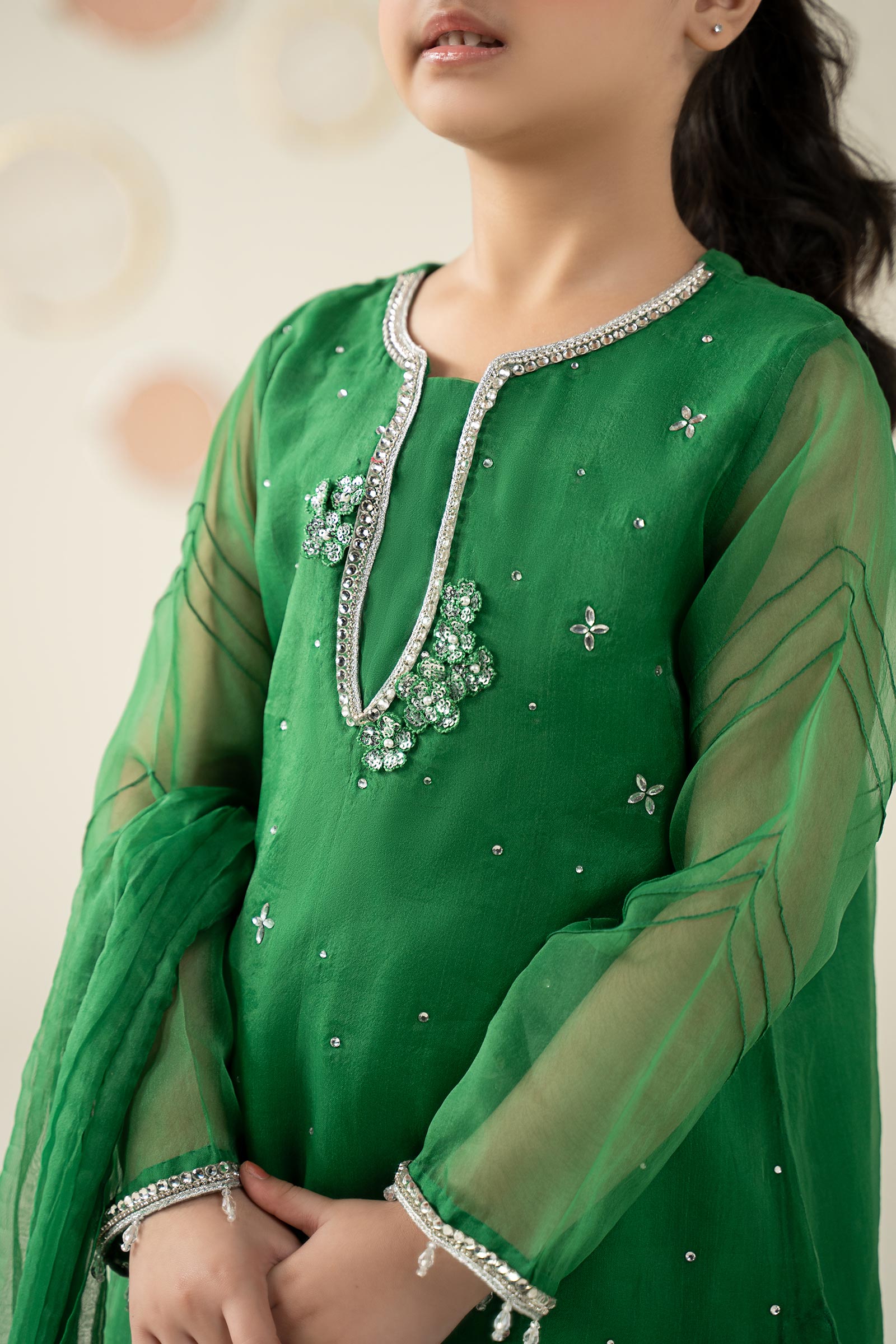3 Piece Embellished Organza Suit