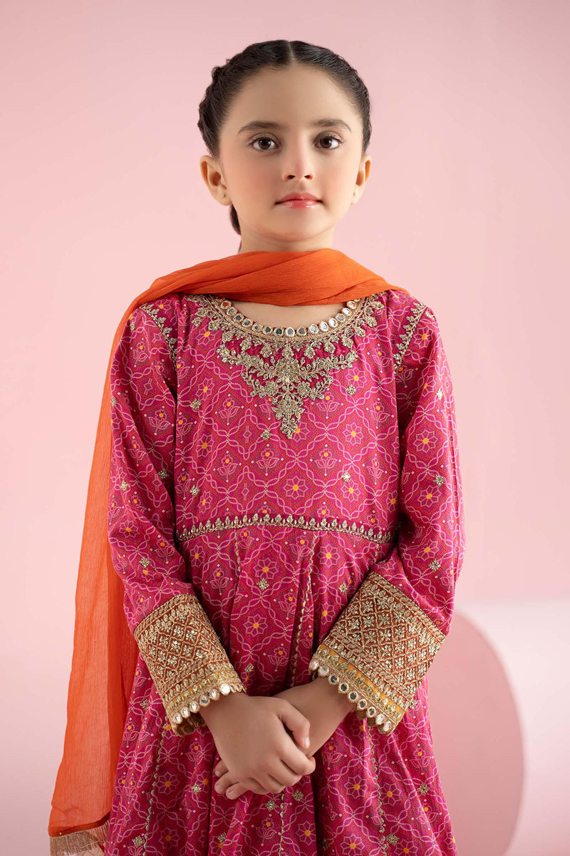 3 Piece Embroidered Pk Raw Silk Suit