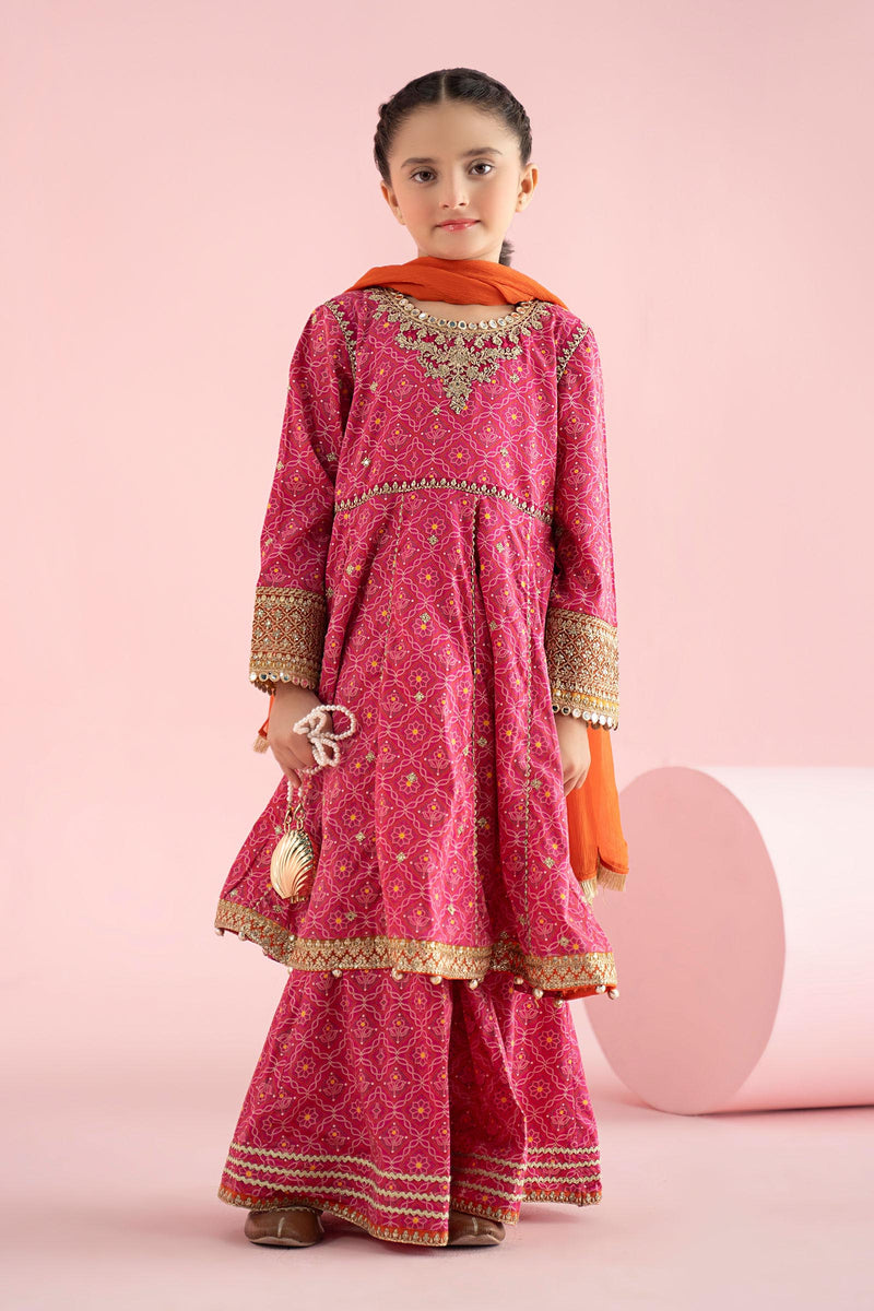 3 Piece Embroidered Pk Raw Silk Suit