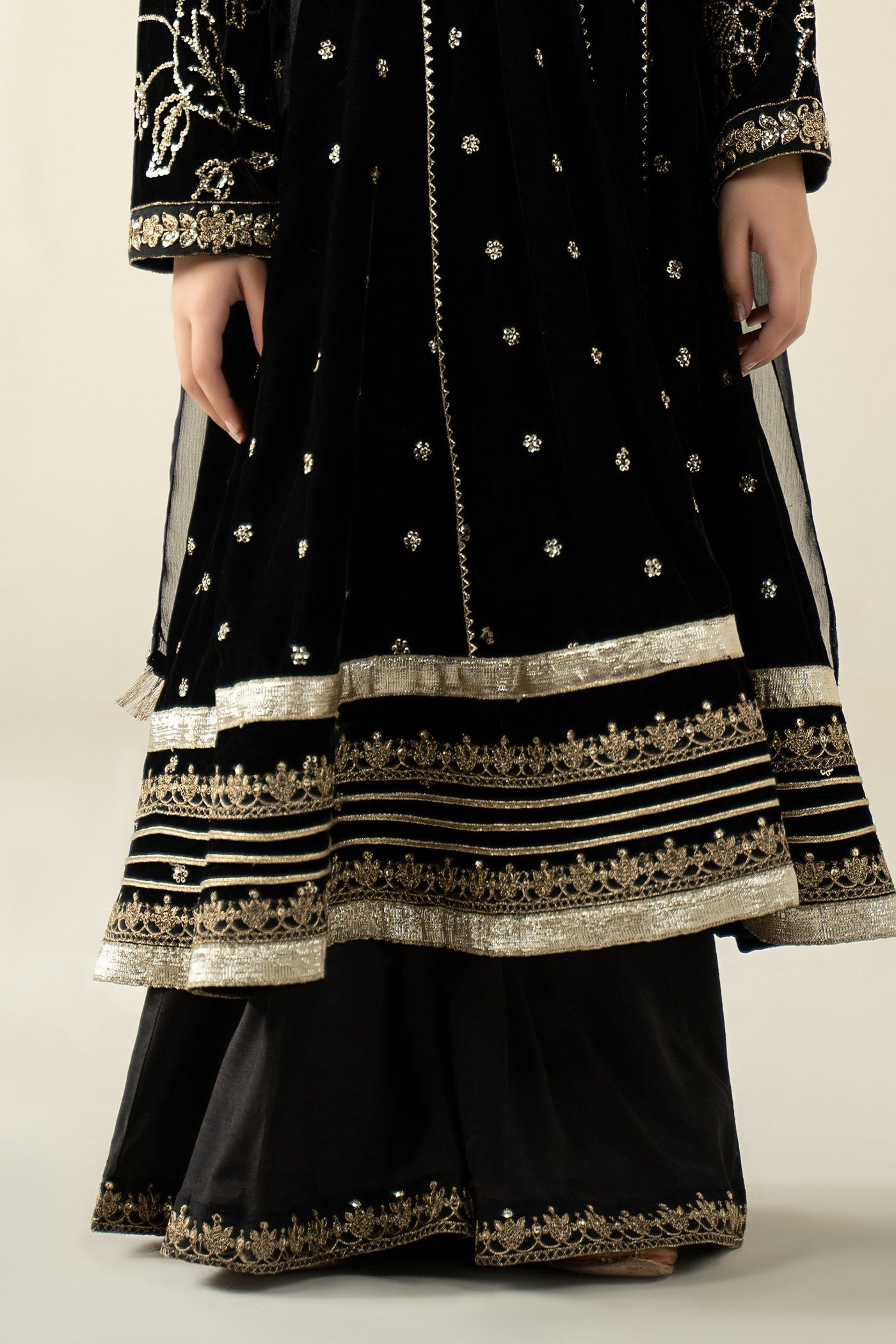 3 Piece Embroidered Velvet Suit