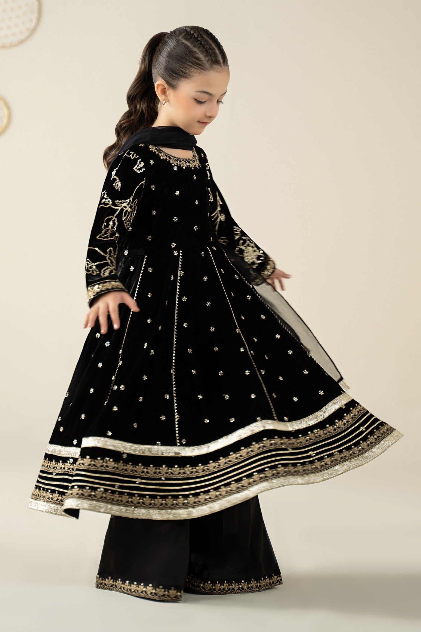 3 Piece Embroidered Velvet Suit