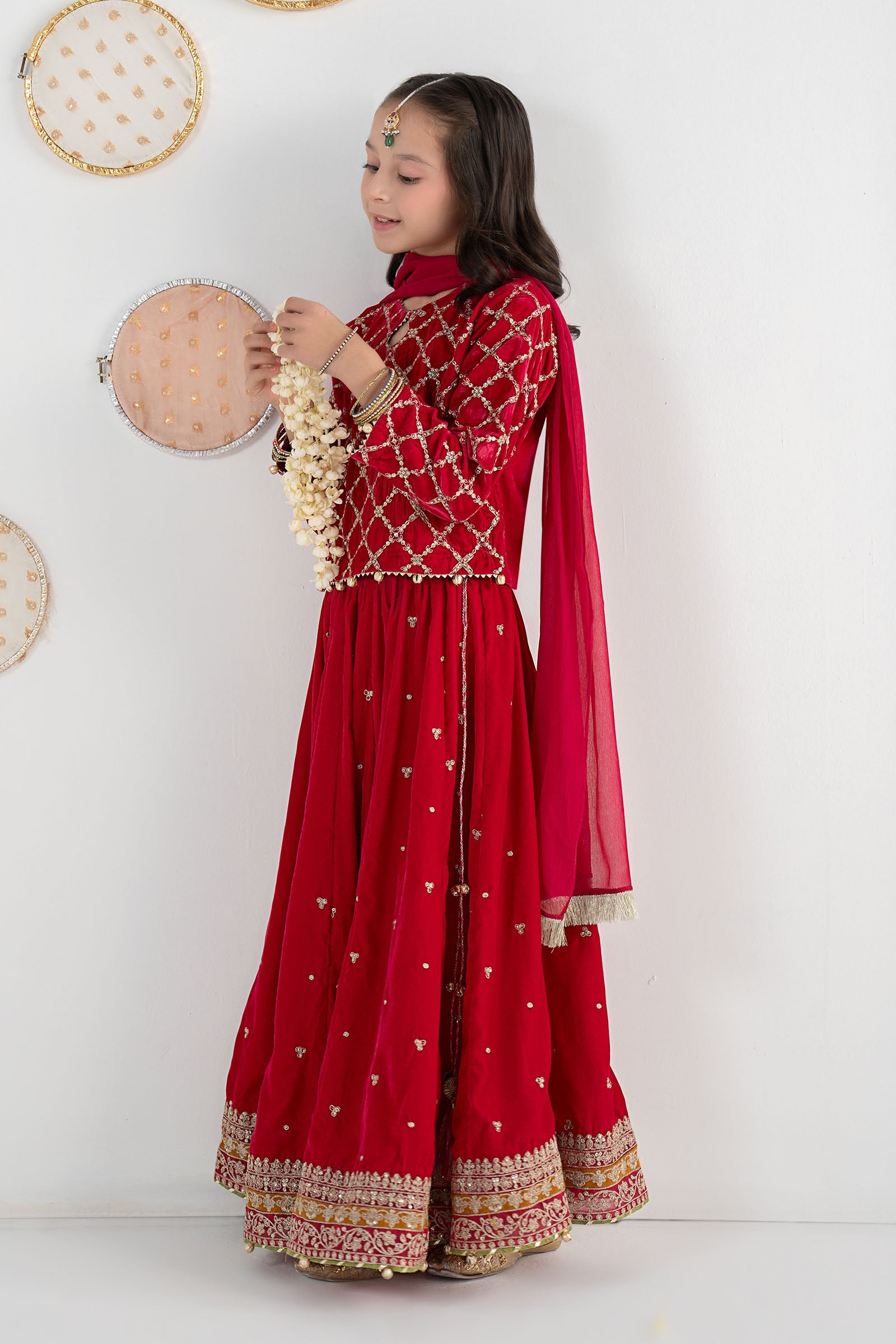 3 Piece Embroidered Velvet Suit