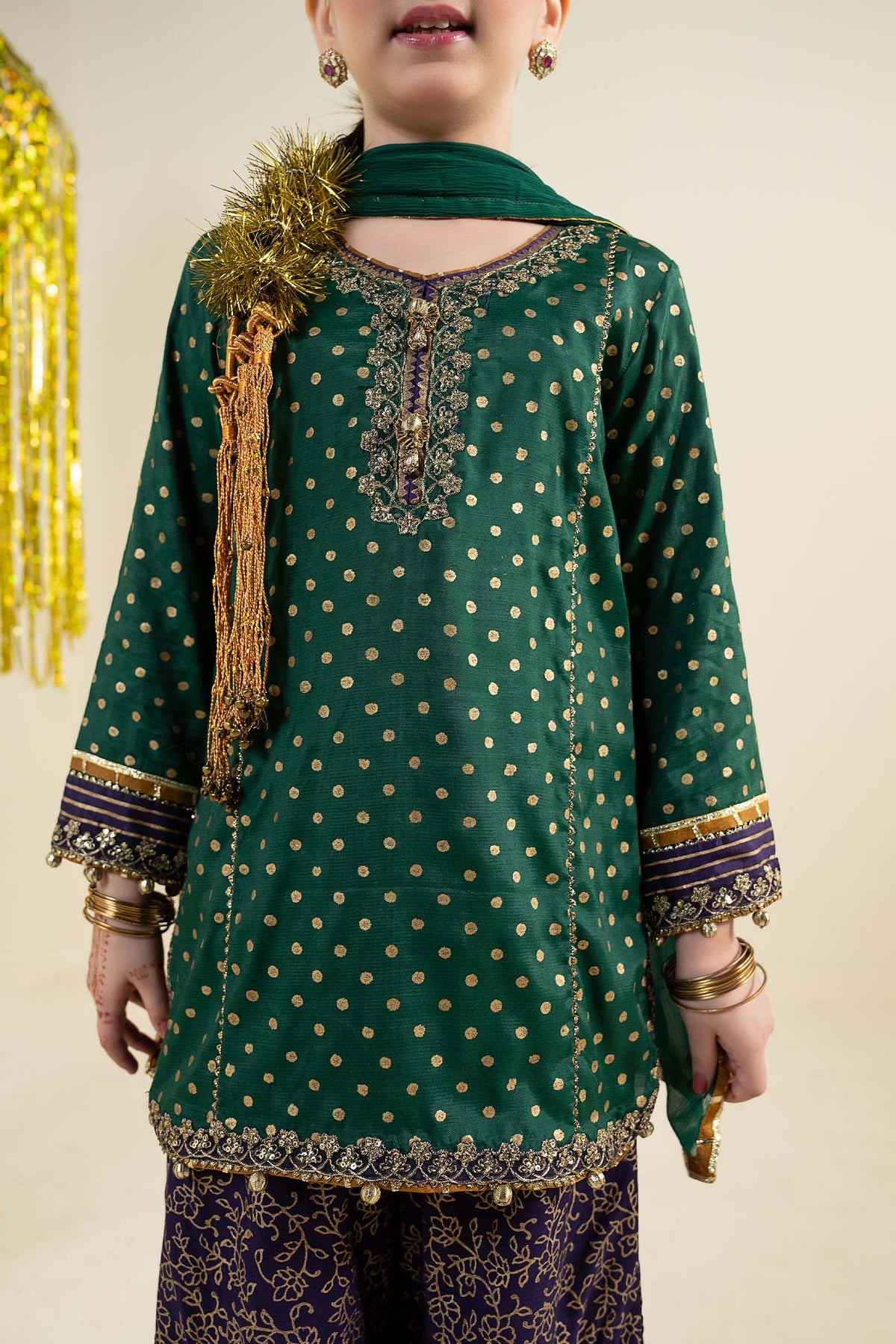 3 Piece Embroidered Raw Silk Suit