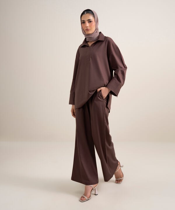 Pleated Wide-Leg Pants