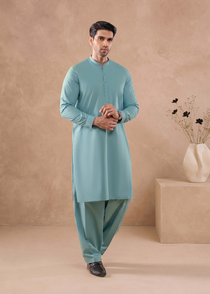 L-Blue-Cotton-Shalwar Suit -  (MP2PBBW25ADJ16)