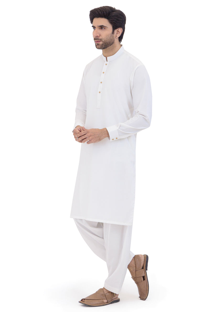 White-Blended-Shalwar Suit - (MP2PBBW25ADN15)